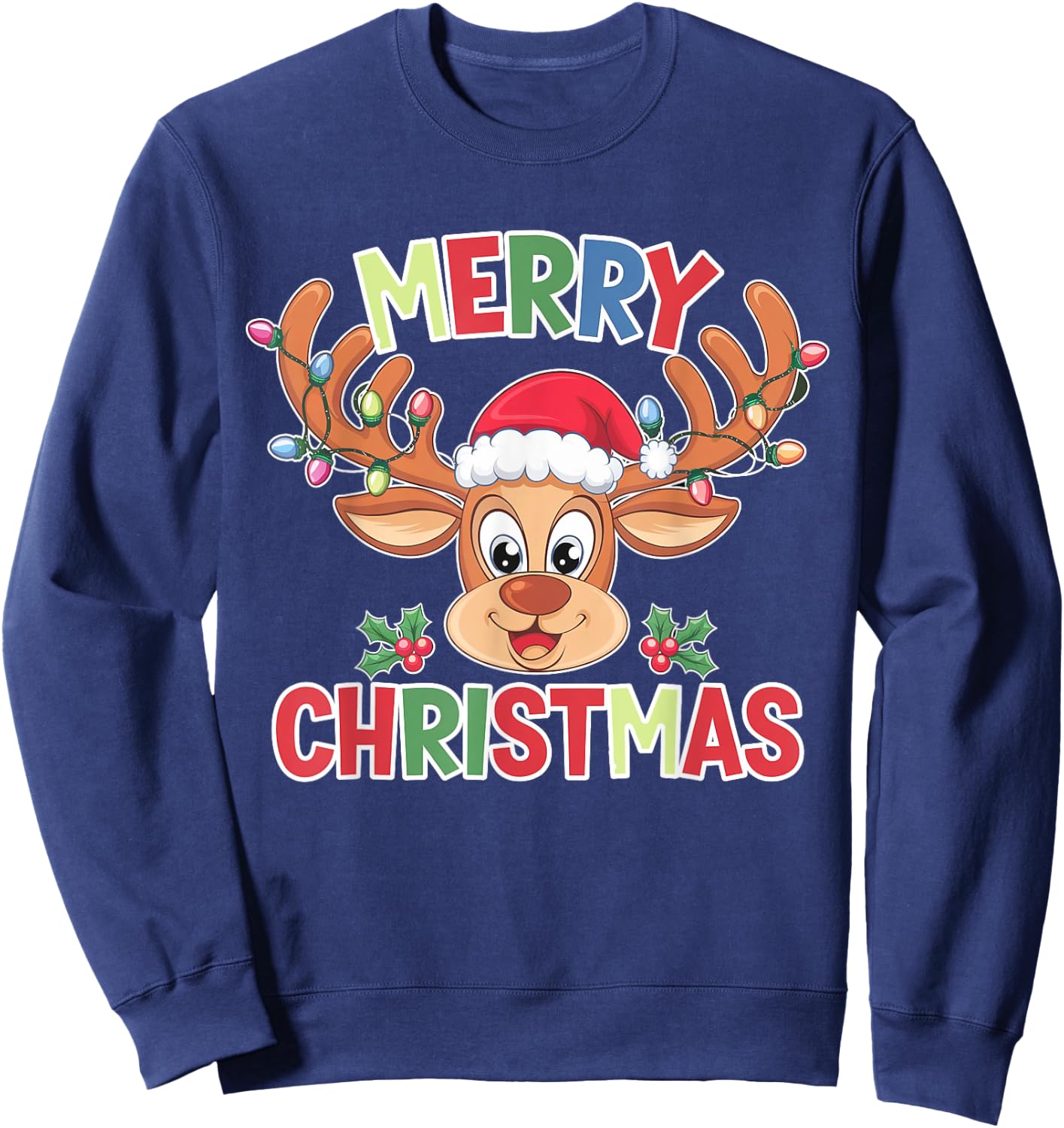 Merry Christmas Reindeer Xmas Family Men Women Sweatshirt - Sweatshirt | Navy
