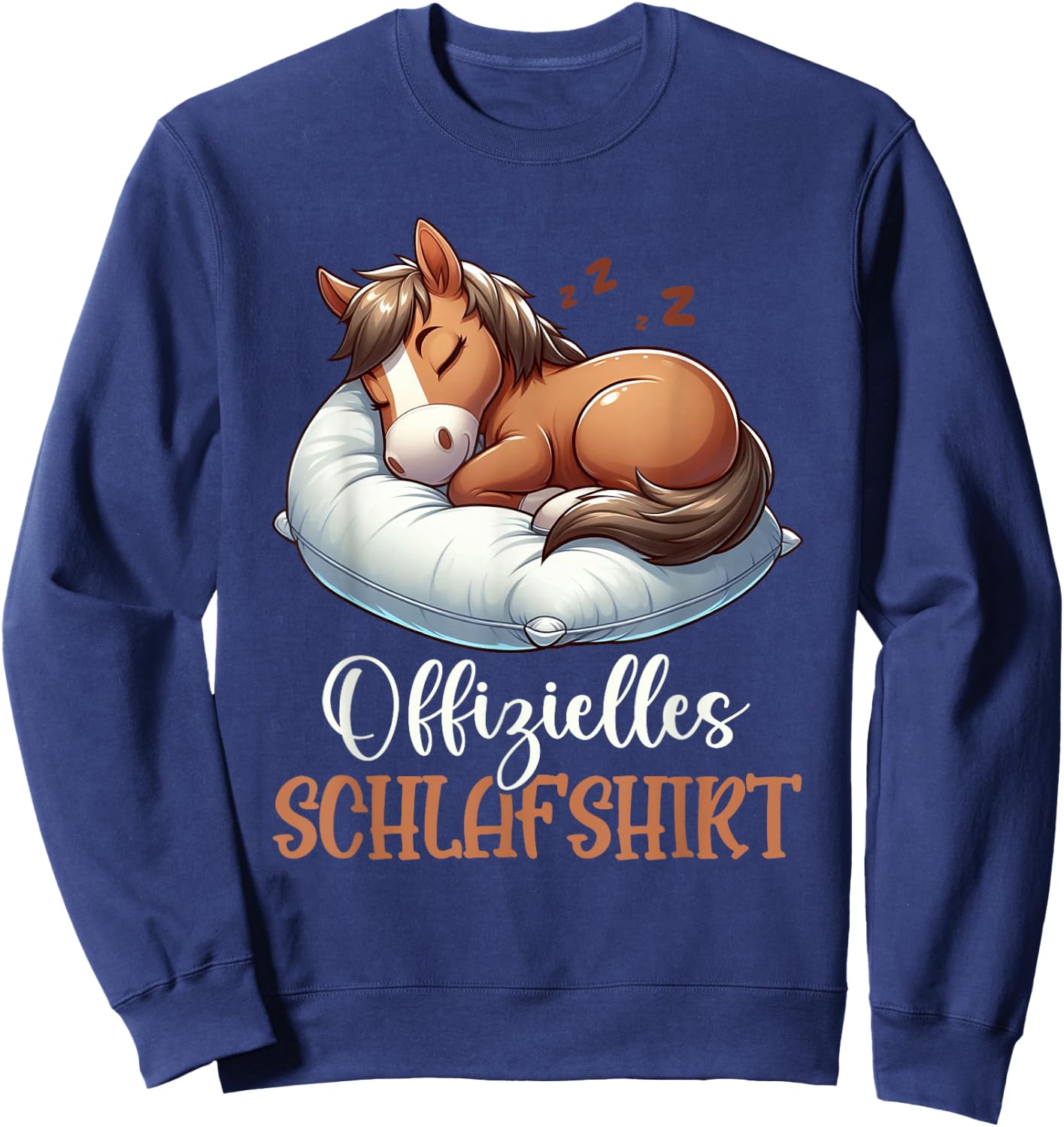 Official Sleep Shirt Funny Horse Pyjamas Short Sleeve , black Sweatshirt - Sweatshirt | Navy