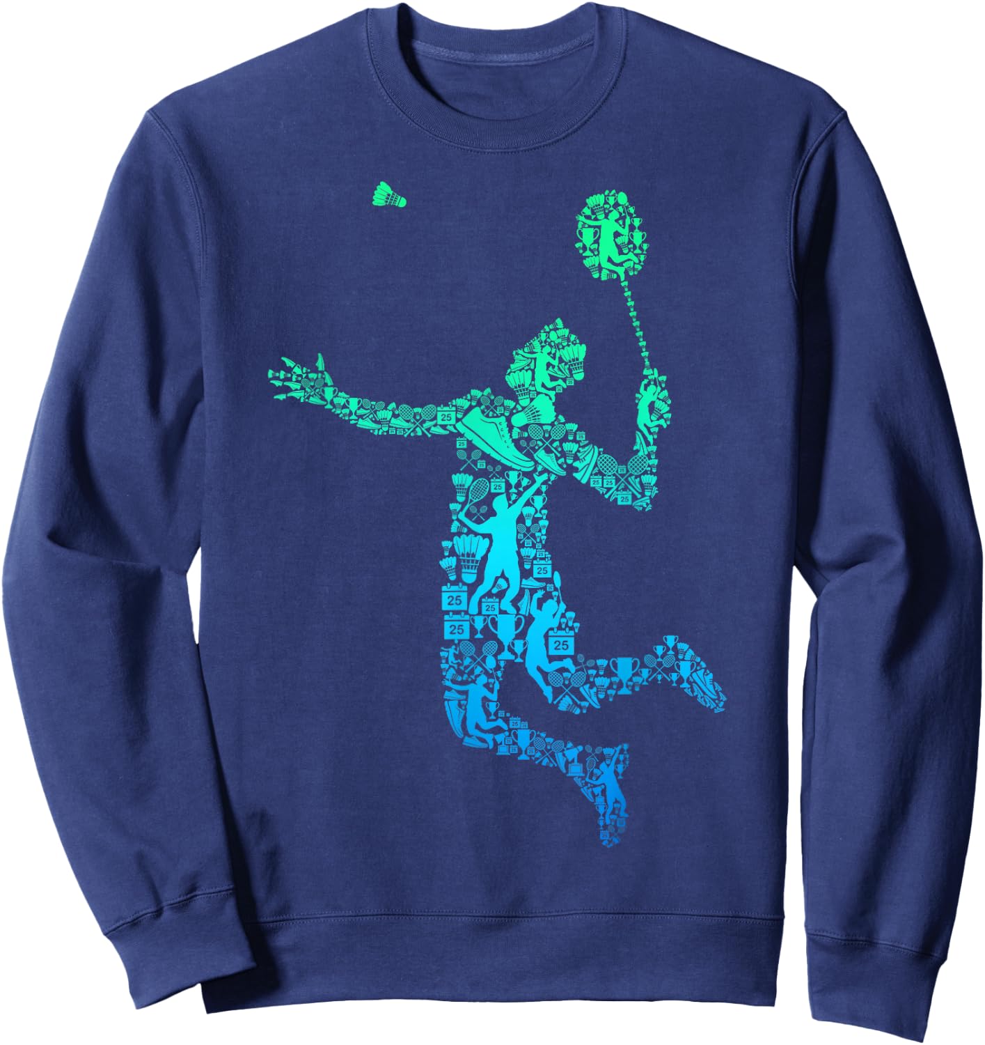 Badminton Shuttlecock Badminton Player Men Children Boys Sweatshirt - Sweatshirt | Navy