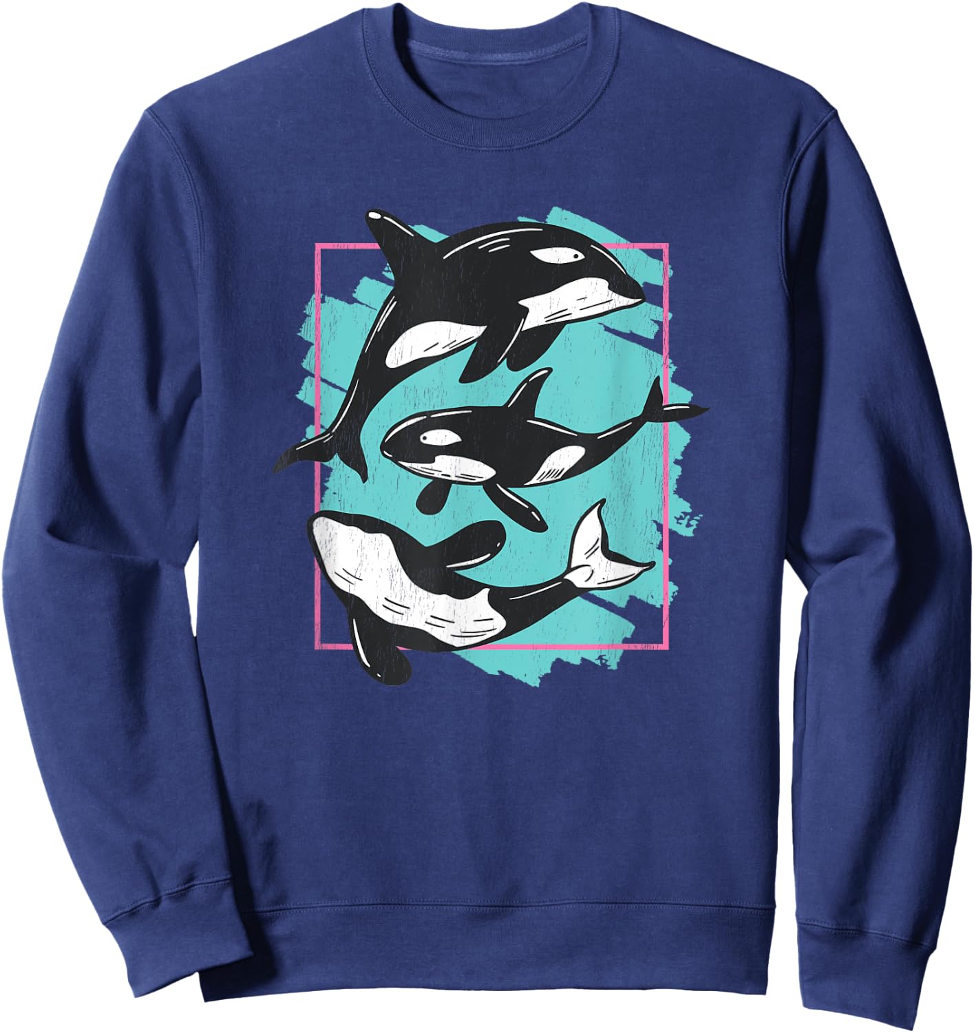 Save The Ocean Orca Whale Sea Life Friends graphic Sweatshirt - Sweatshirt | Navy