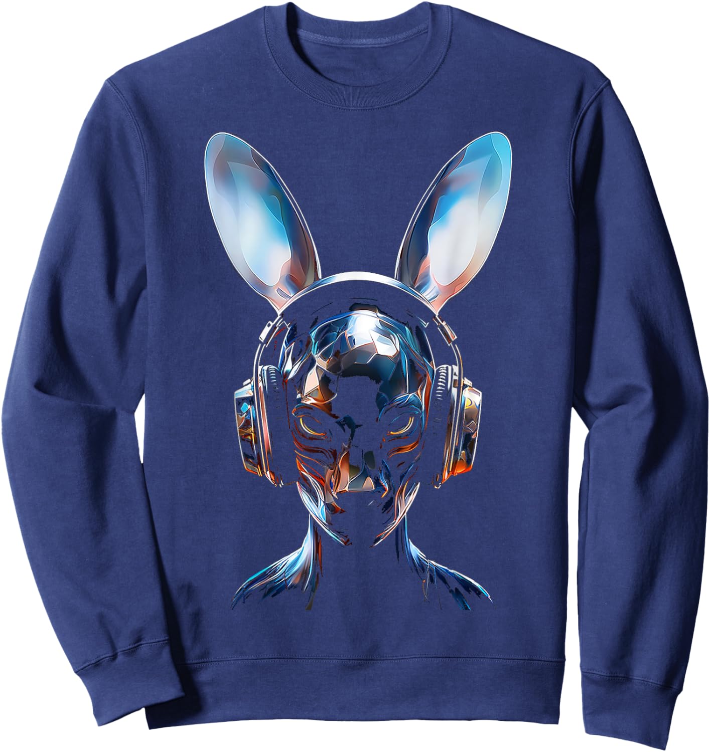 Anime Headphone Art Graphic Human Rabbit Anime Sweatshirt - Sweatshirt | Navy