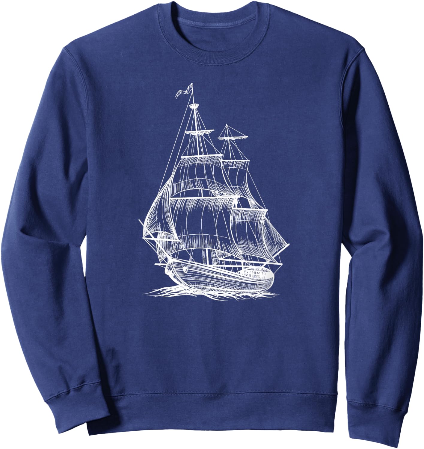 Vintage Pirate Ship Sailor Sailing Boat Sailboat Sketch Art Sweatshirt - Sweatshirt | Navy