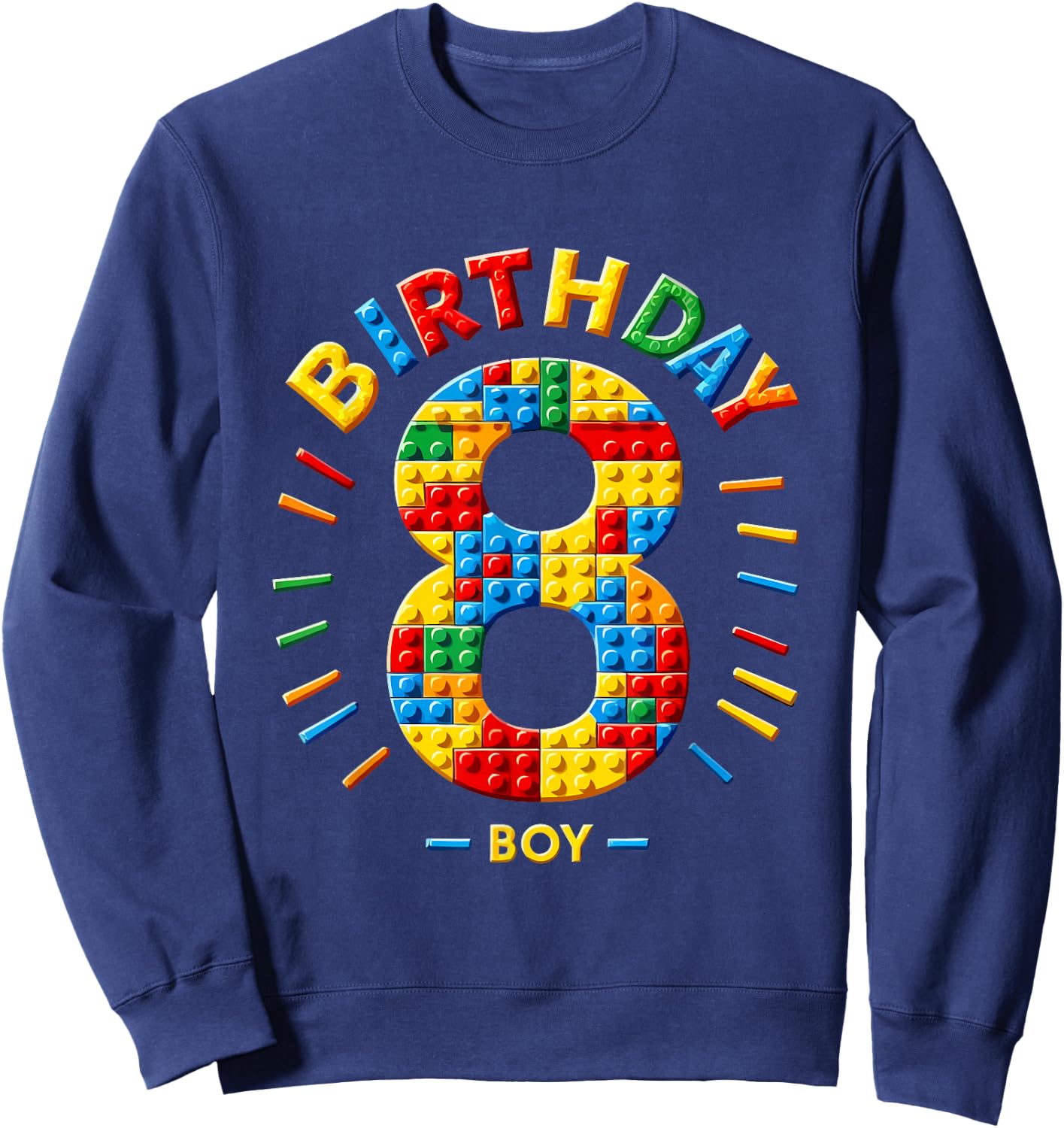 Master Builder 8th Birthday Boy 8 Eight Years Building Blocks , black Sweatshirt - Sweatshirt | Navy