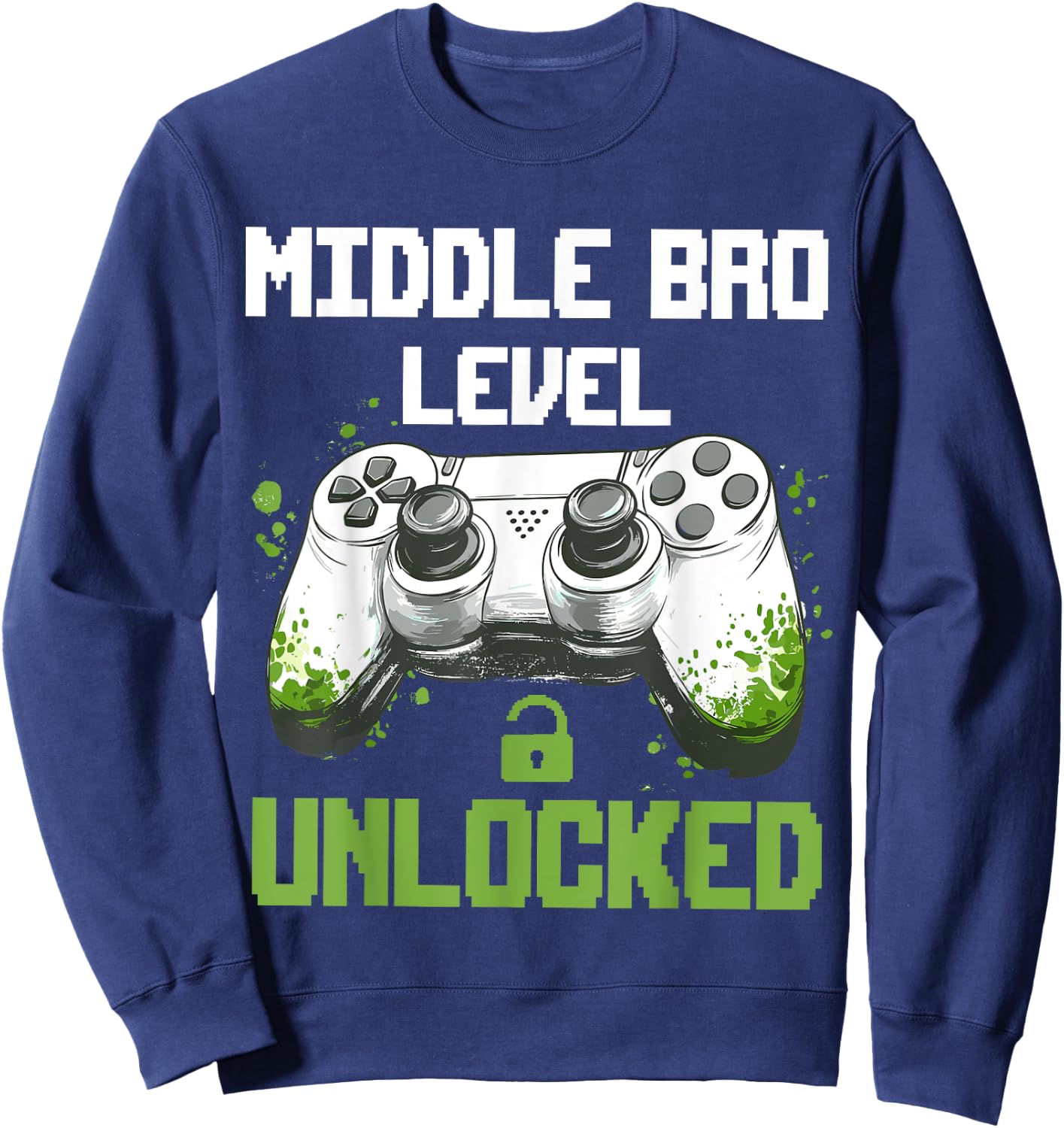 Pregnancy Announcement Middle Brother Level Unlocked Sweatshirt - Sweatshirt | Navy