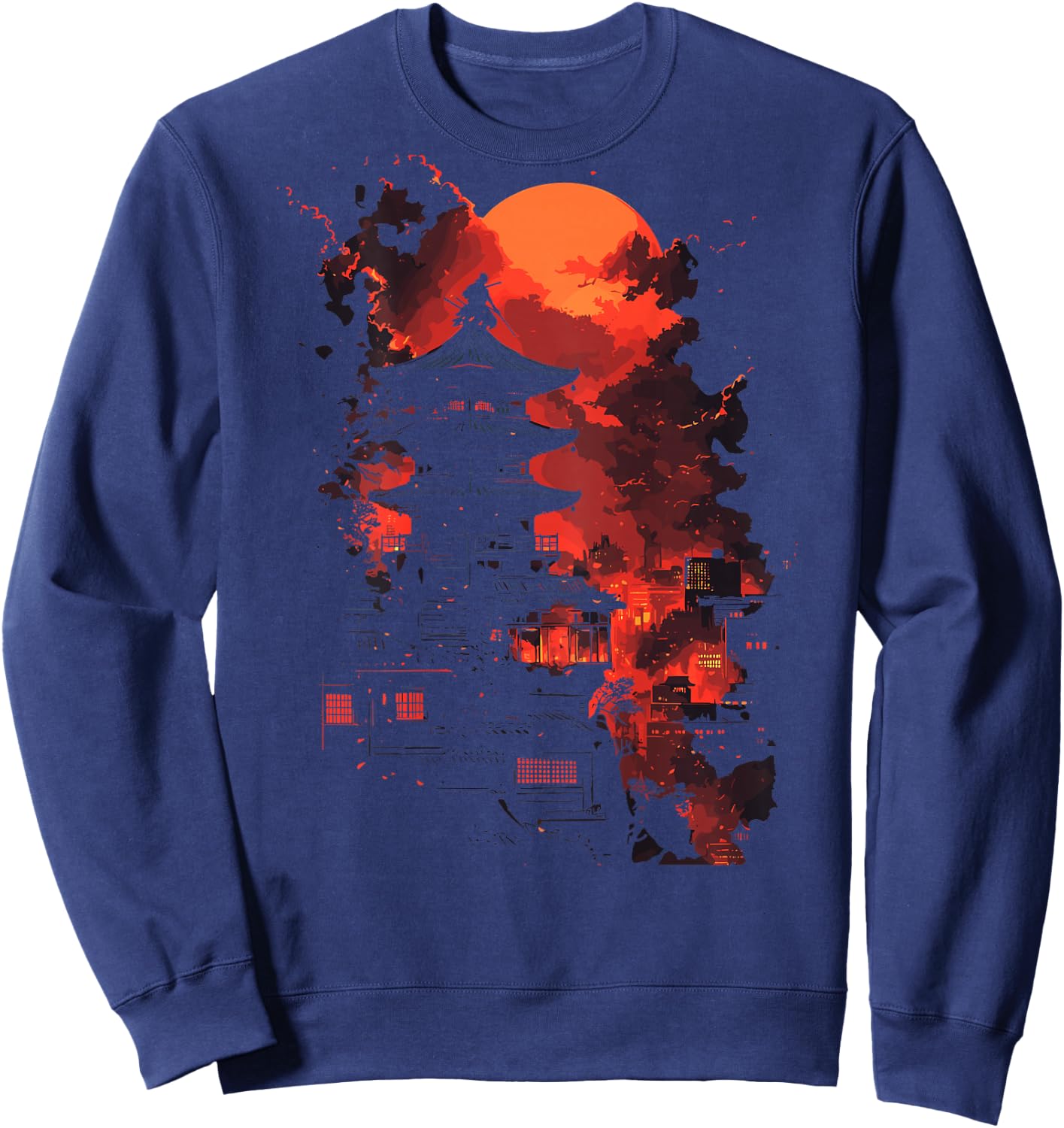 Japanese Ninja Backprint , black Sweatshirt - Sweatshirt | Navy