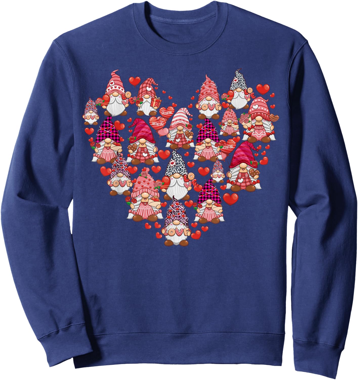 LOVE Gnomes Heart Matching Couple Men Women Valentines Plaid Sweatshirt - Sweatshirt | Navy