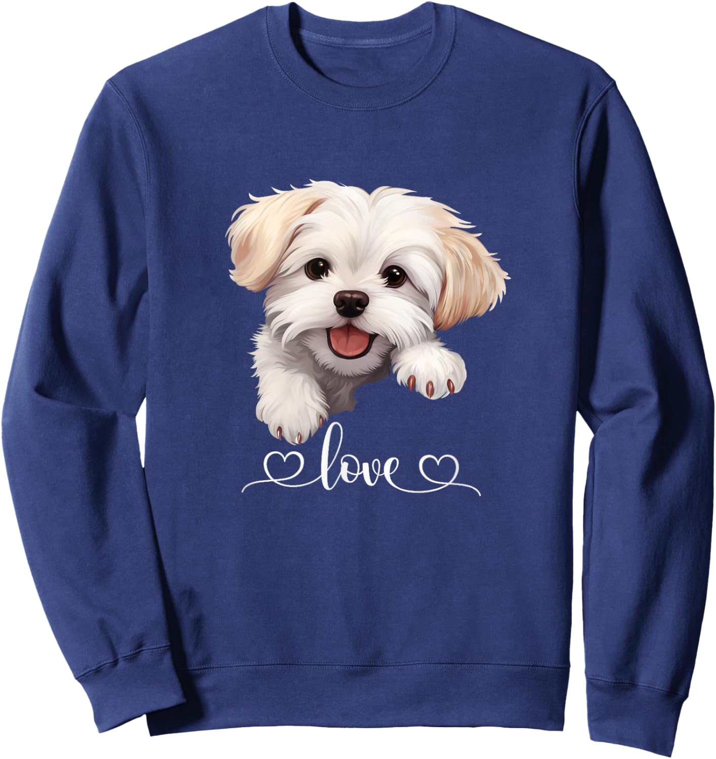 Maltese Love – Cute Small Dog Lover Gift Sweatshirt - Sweatshirt | Navy