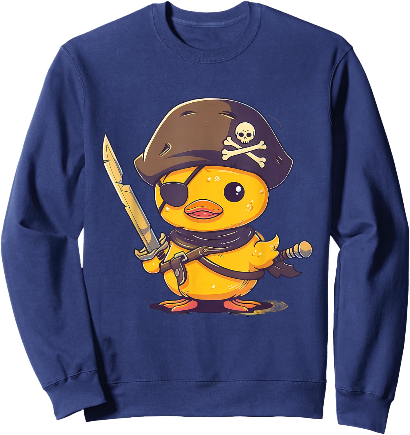 Rubber Duck Pirate Rubber Duckling Rubber Duckie Drawing Sweatshirt - Sweatshirt | Navy