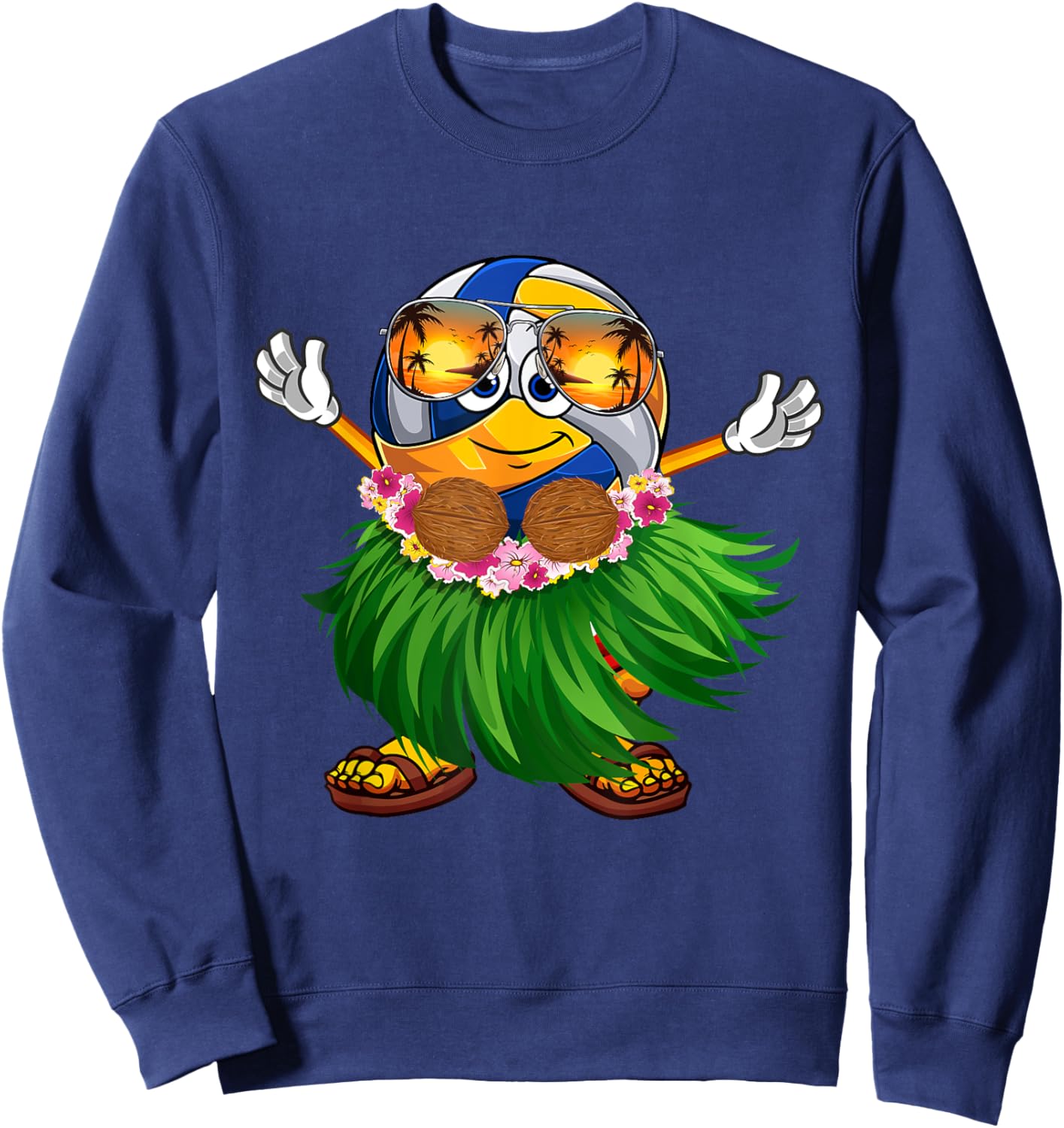 Cute Hawaiian Volleyball Ball Tropical Beach Summer Vacation Sweatshirt - Sweatshirt | Navy
