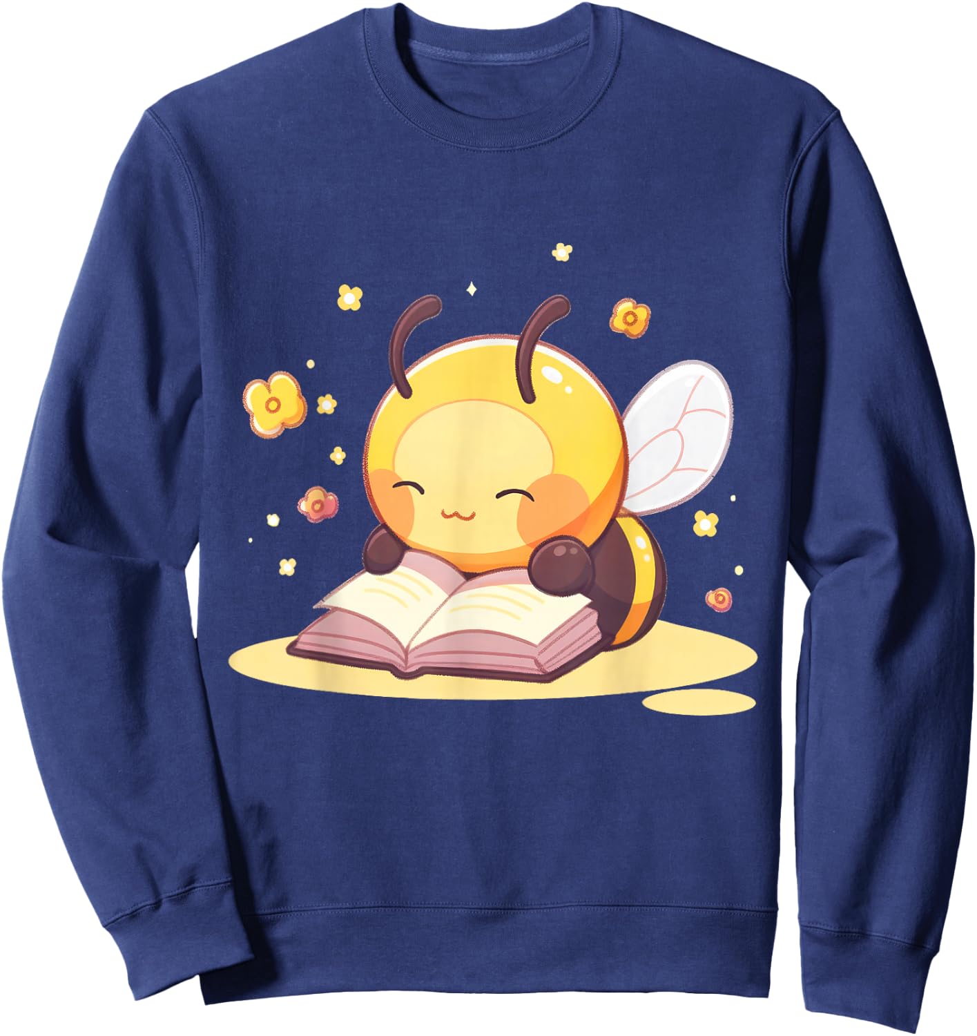 Cute Bee Reading A Book Sweatshirt - Sweatshirt | Navy
