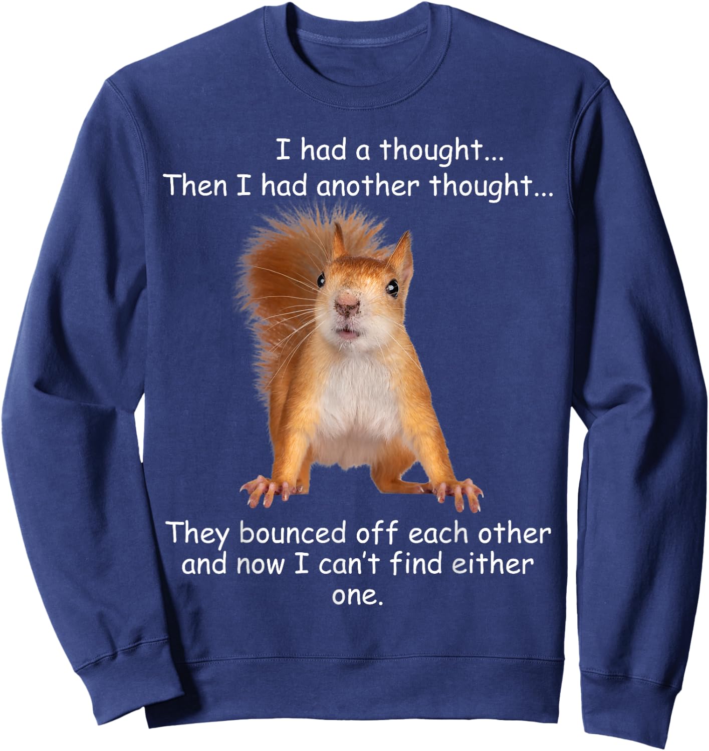 Squirrel I had a thought Funny Sarcastic young older person Sweatshirt - Sweatshirt | Navy