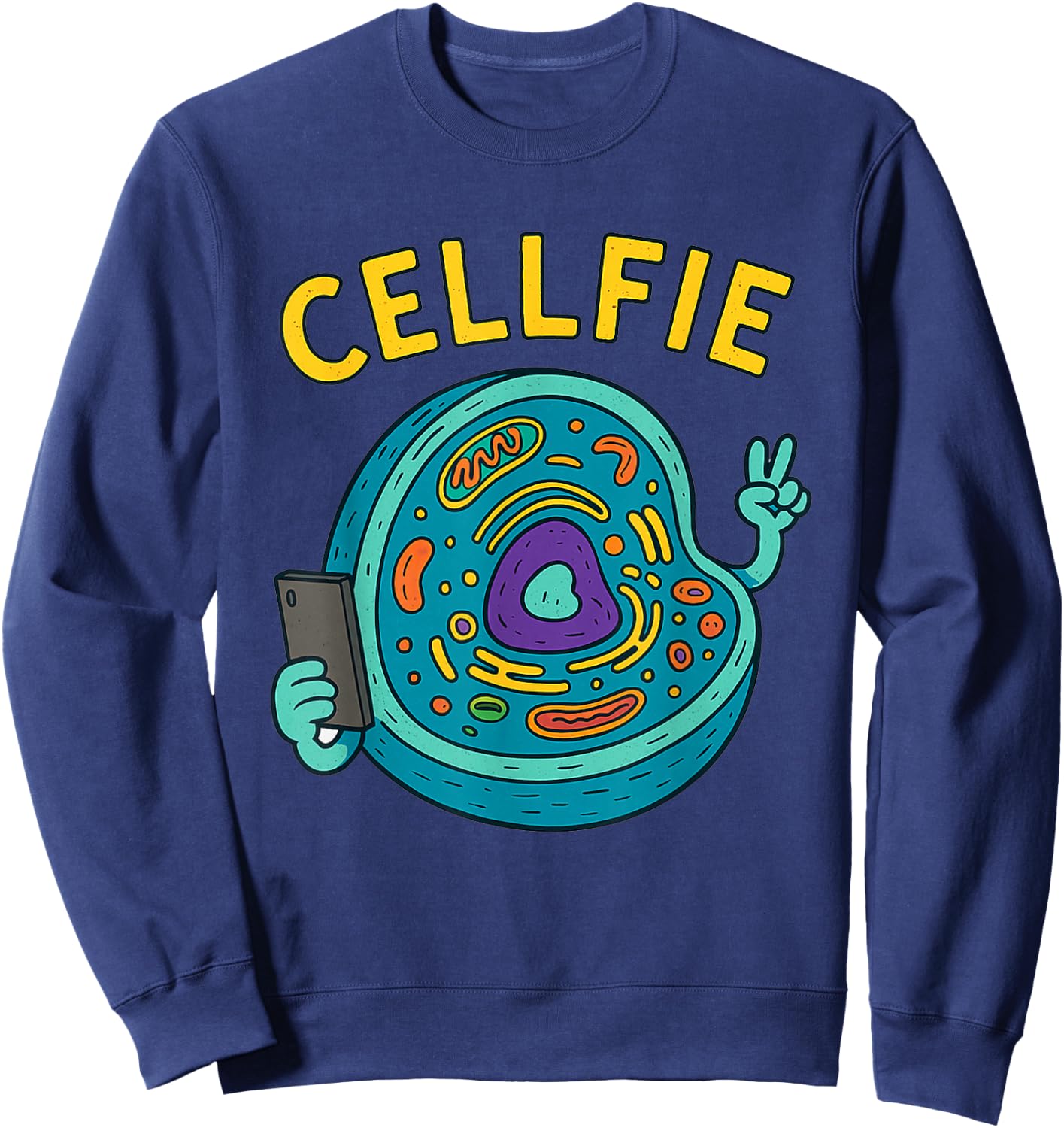 Cellfie Funny Biology Word Game Cell Sweatshirt - Sweatshirt | Navy