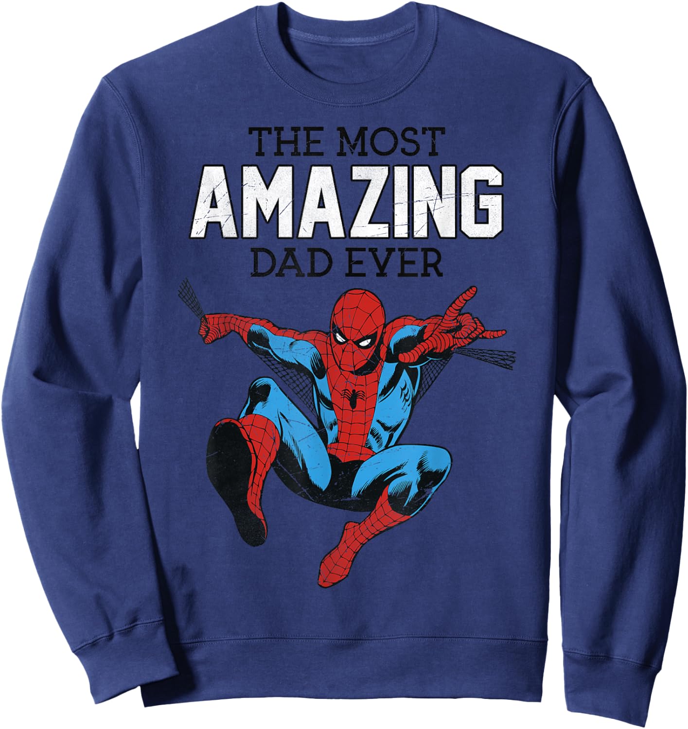Marvel Spider-Man The Most Amazing Dad Ever Father's Day , Blue, S Sweatshirt - Sweatshirt | Navy