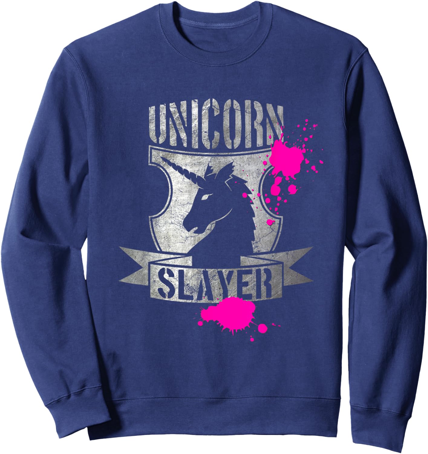 Funny Unicorn Slayer Rainbow Sweatshirt - Sweatshirt | Navy