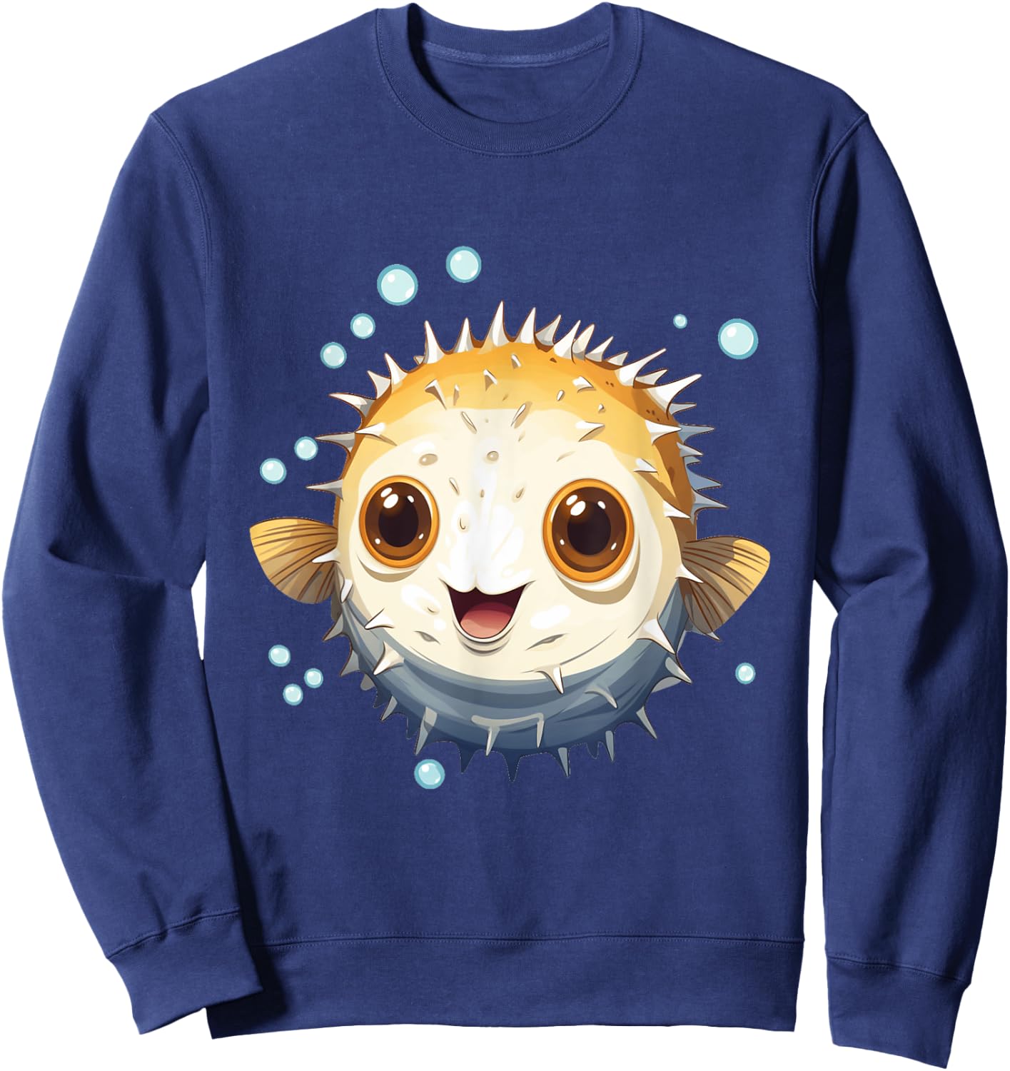 Cute Blowfish Easy Halloween Puffer Fish Costume Pufferfish Sweatshirt - Sweatshirt | Navy
