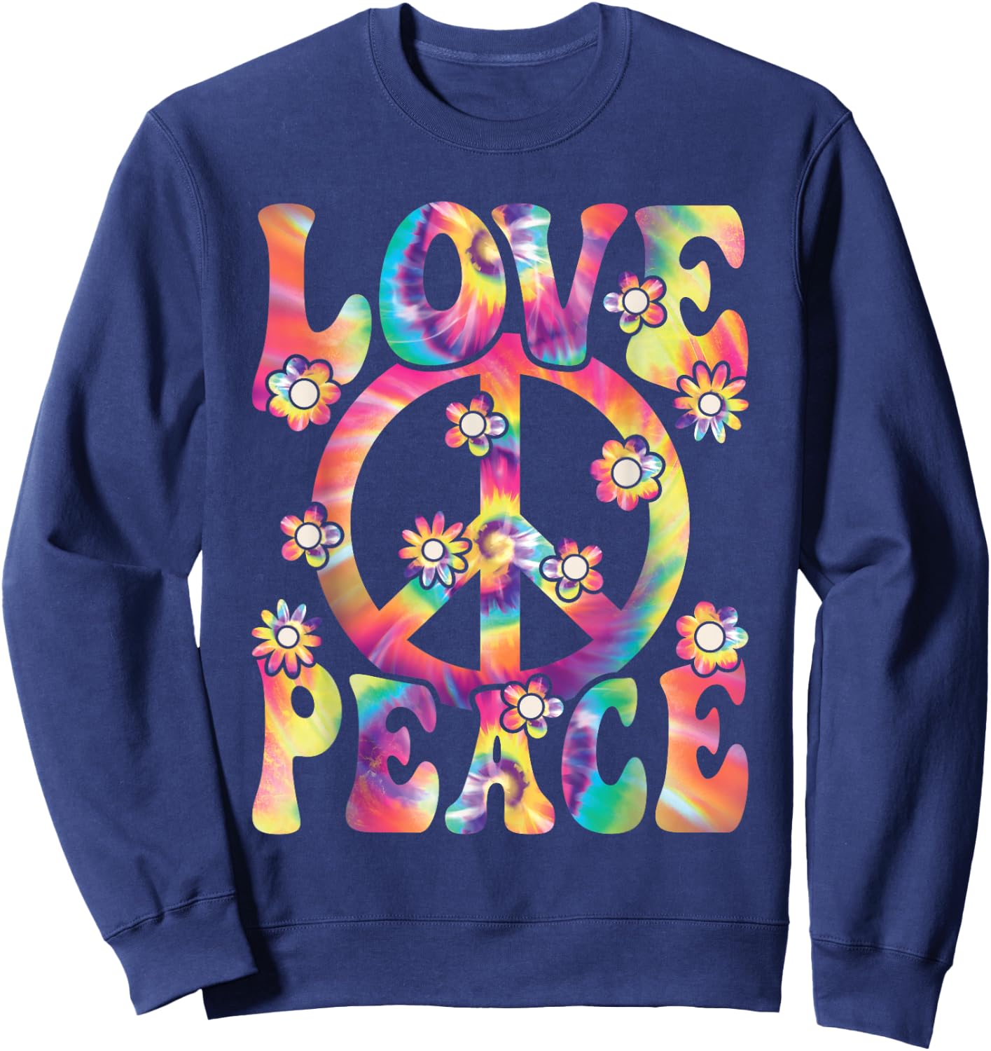60s 70s Hippie Love Peace Groovy Party Outfit Retro , black Sweatshirt - Sweatshirt | Navy