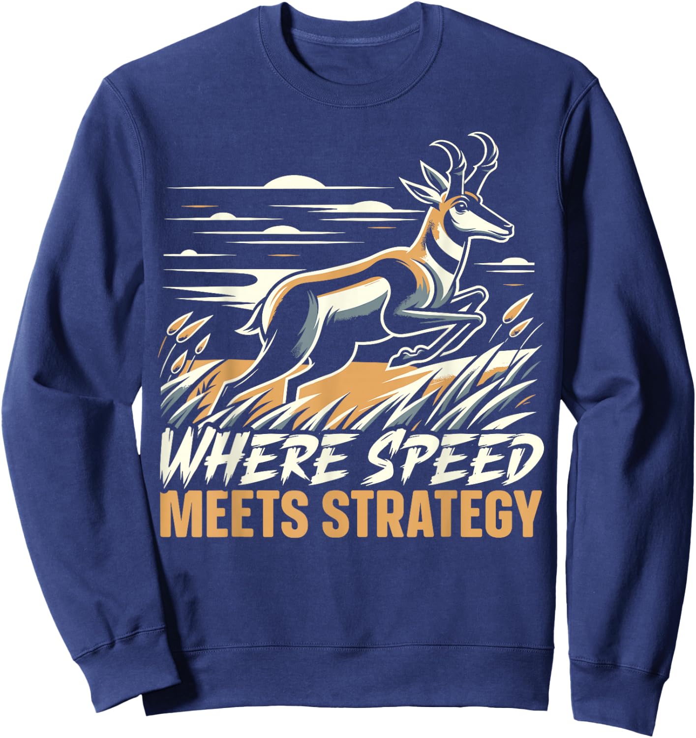 Pronghorn Hunter Animal Hunt Rifle Antelope Hunting Sweatshirt - Sweatshirt | Navy