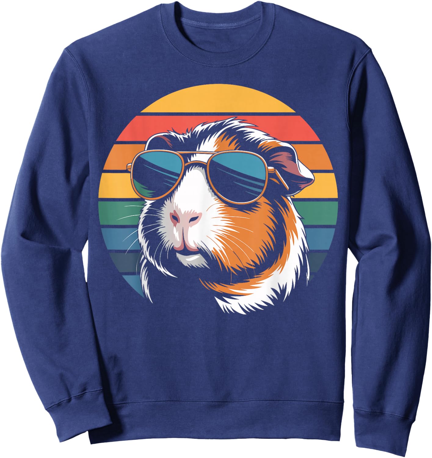 Retro Guinea Pig Sunglasses Flag Guinea Pig Sweatshirt - Sweatshirt | Navy