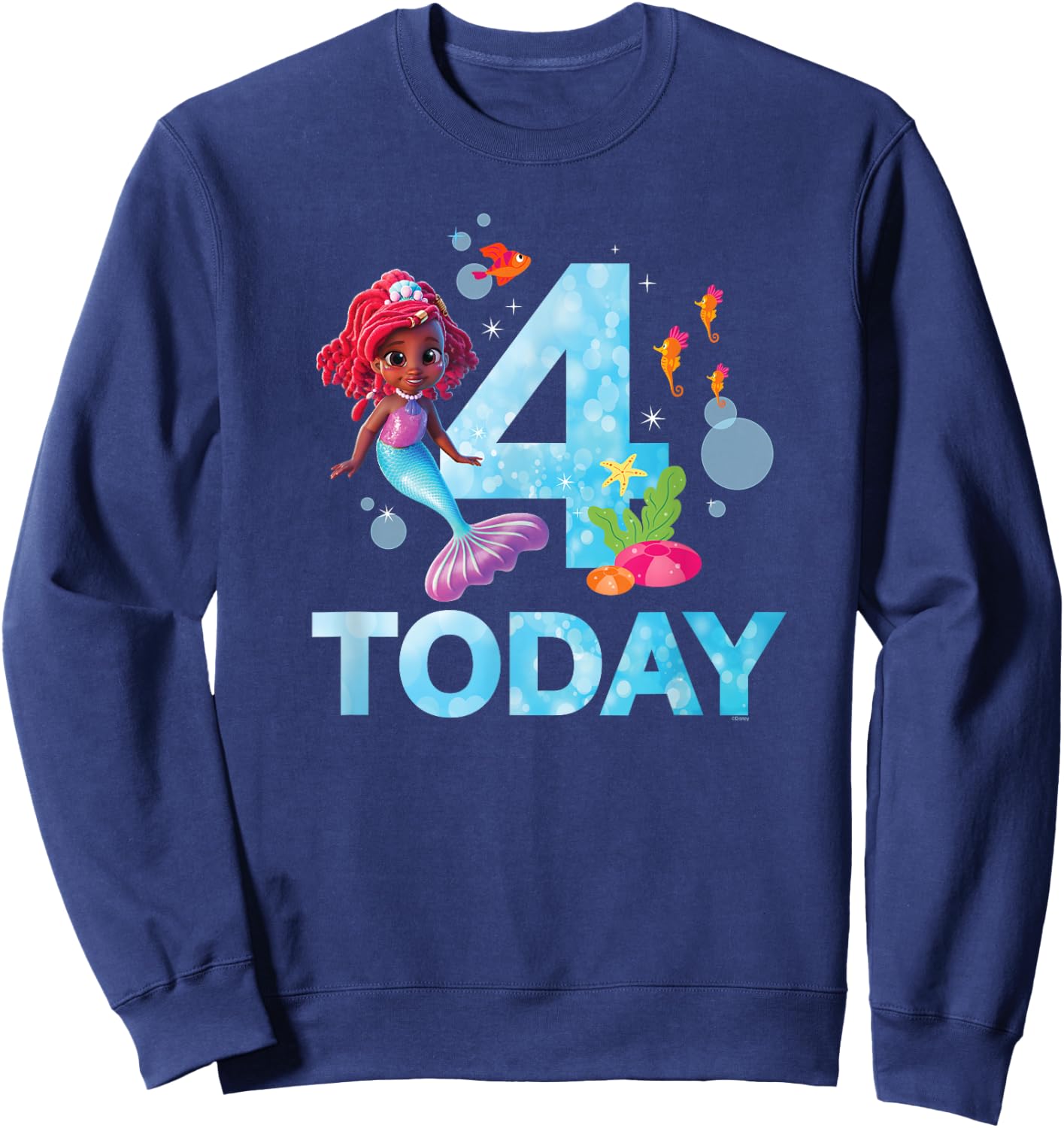 Disney Junior’s Ariel Fourth Birthday 4 Years Old Today Sweatshirt - Sweatshirt | Navy