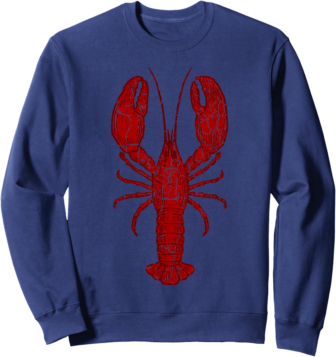 Vintage Lobster Print Red - Lobster Sweatshirt - Sweatshirt | Navy