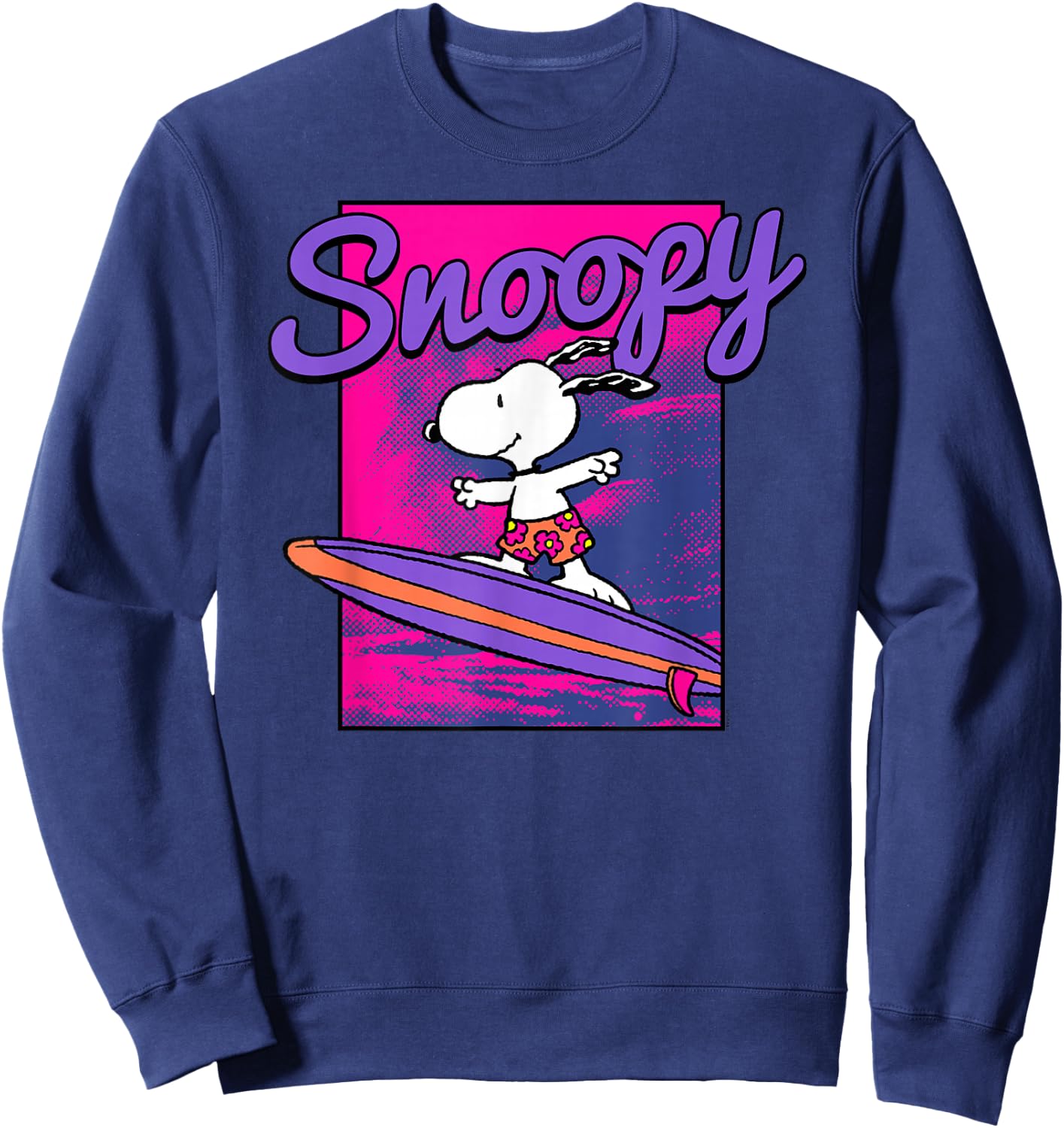 Peanuts Neon Surfing Snoopy Sweatshirt - Sweatshirt | Navy