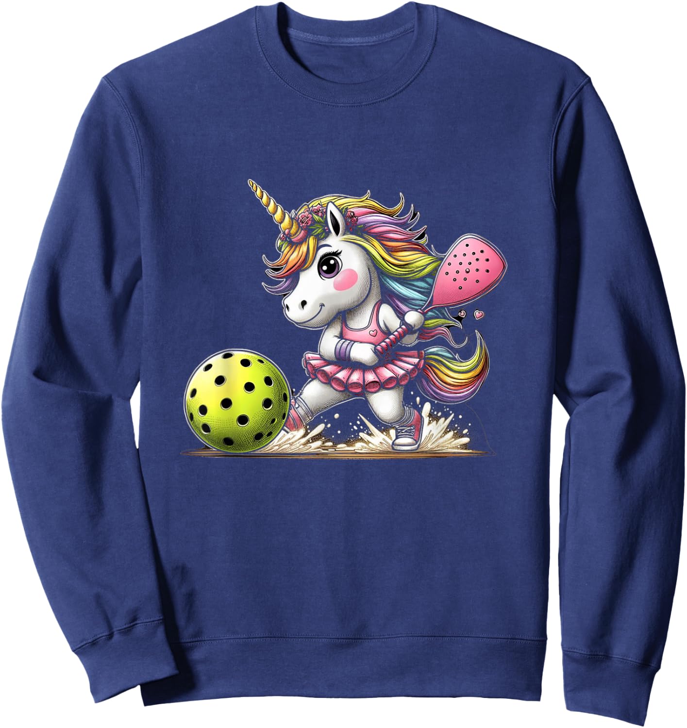 Unicorn Playing Pickleball Fun & Magical Sports Sweatshirt - Sweatshirt | Navy
