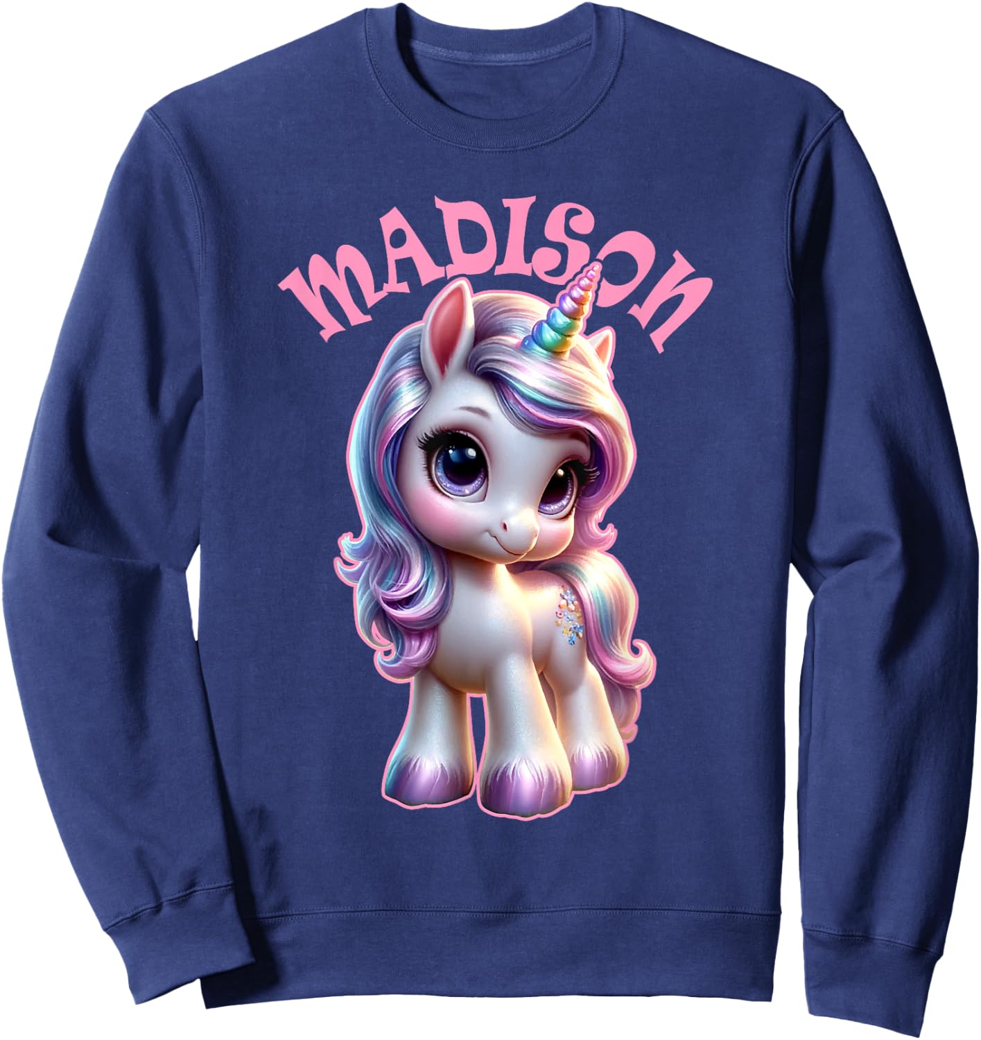 Madison Cute Unicorn Design for Girls Name Madison Sweatshirt - Sweatshirt | Navy