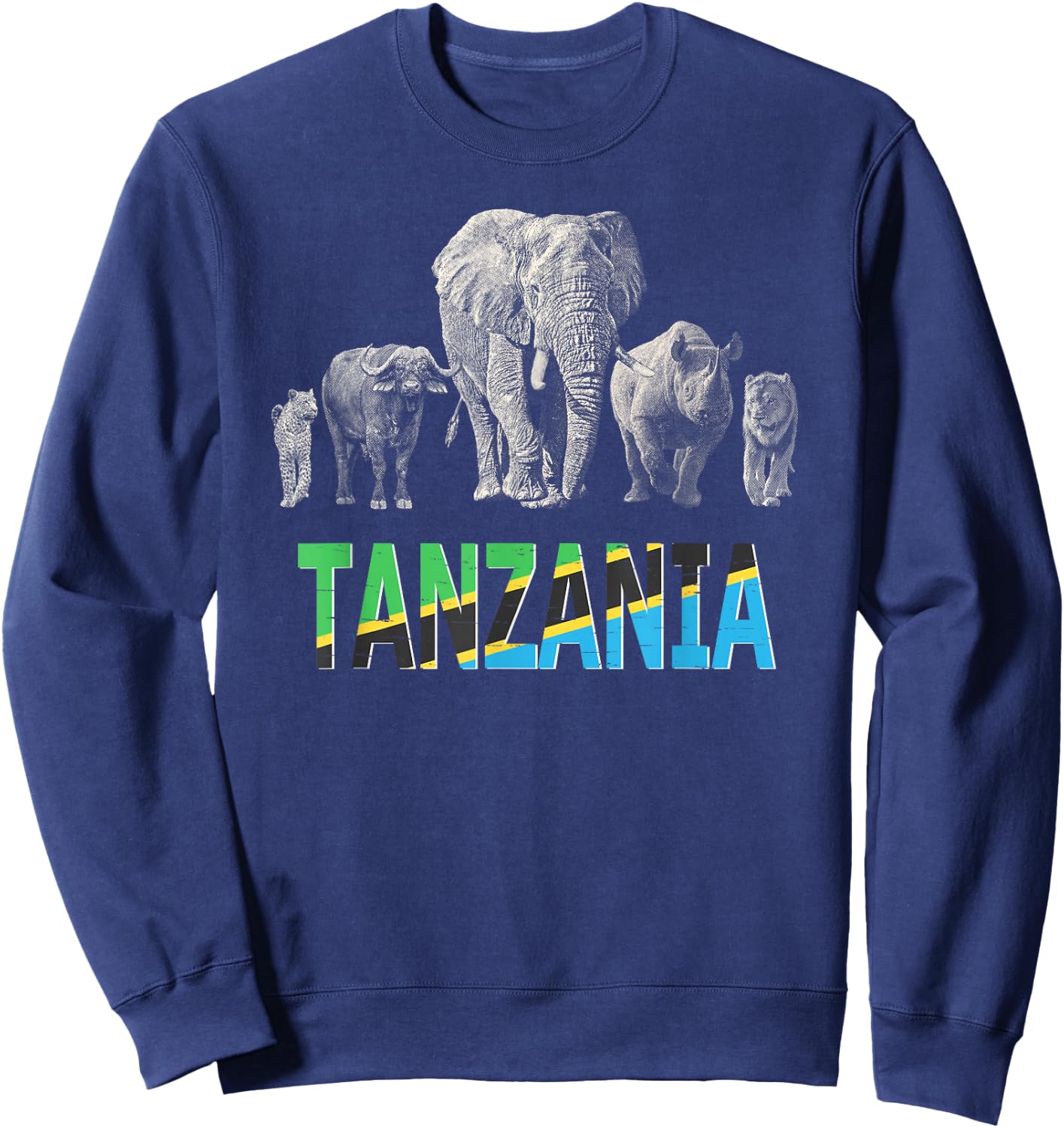 Big 5 Africa Wildlife Design for Tanzania Safari Sweatshirt - Sweatshirt | Navy