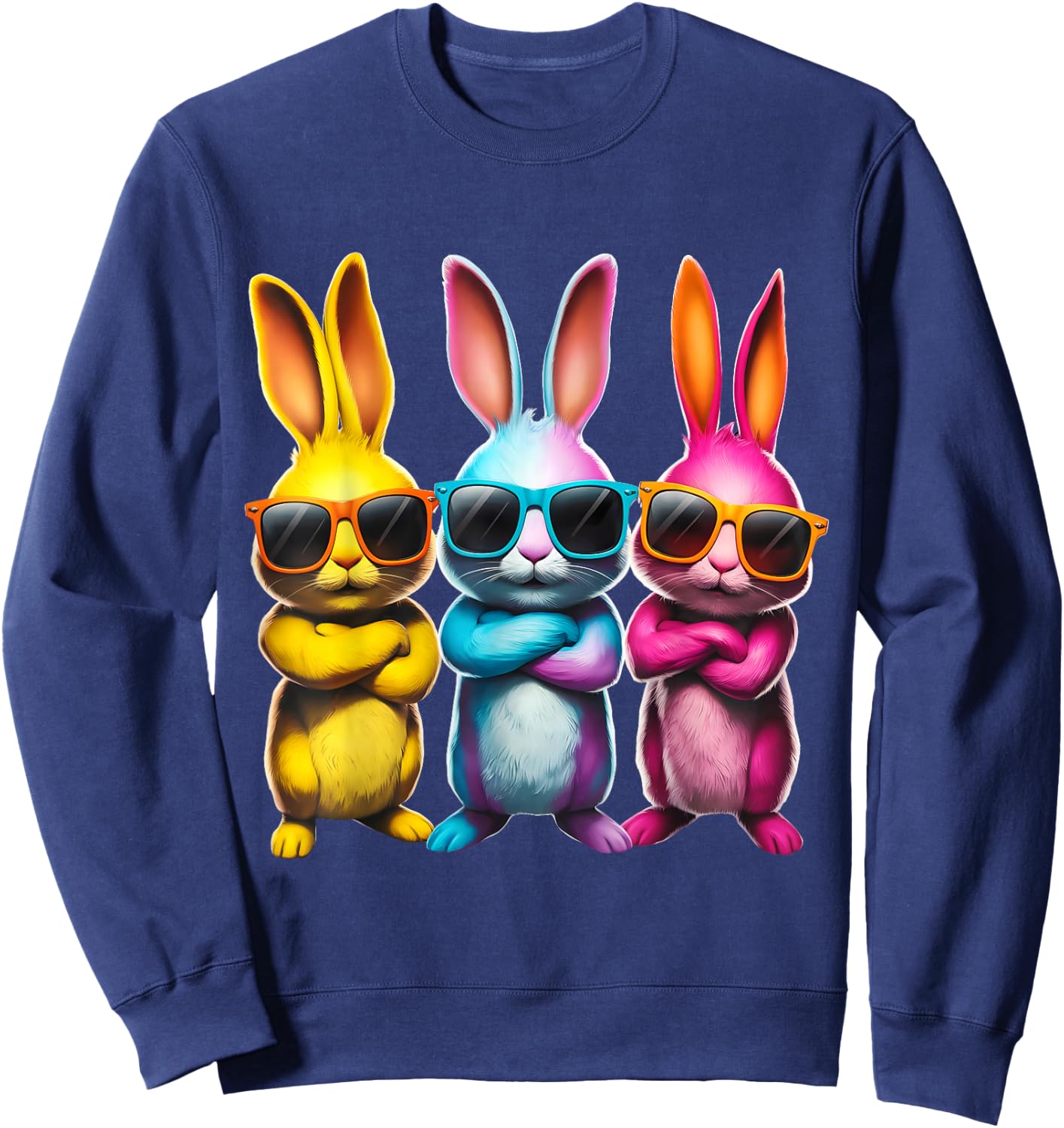 Funny Easter Bunny Cool Bunnies Kids Boys Girls Women Men Sweatshirt - Sweatshirt | Navy