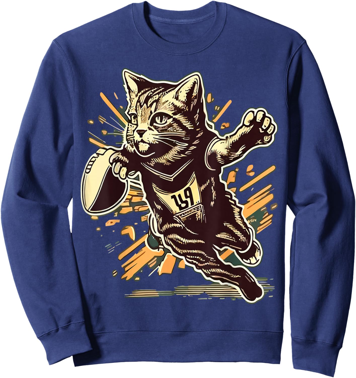 Football Game Season Cat Lover Girl Football Player Women Sweatshirt - Sweatshirt | Navy