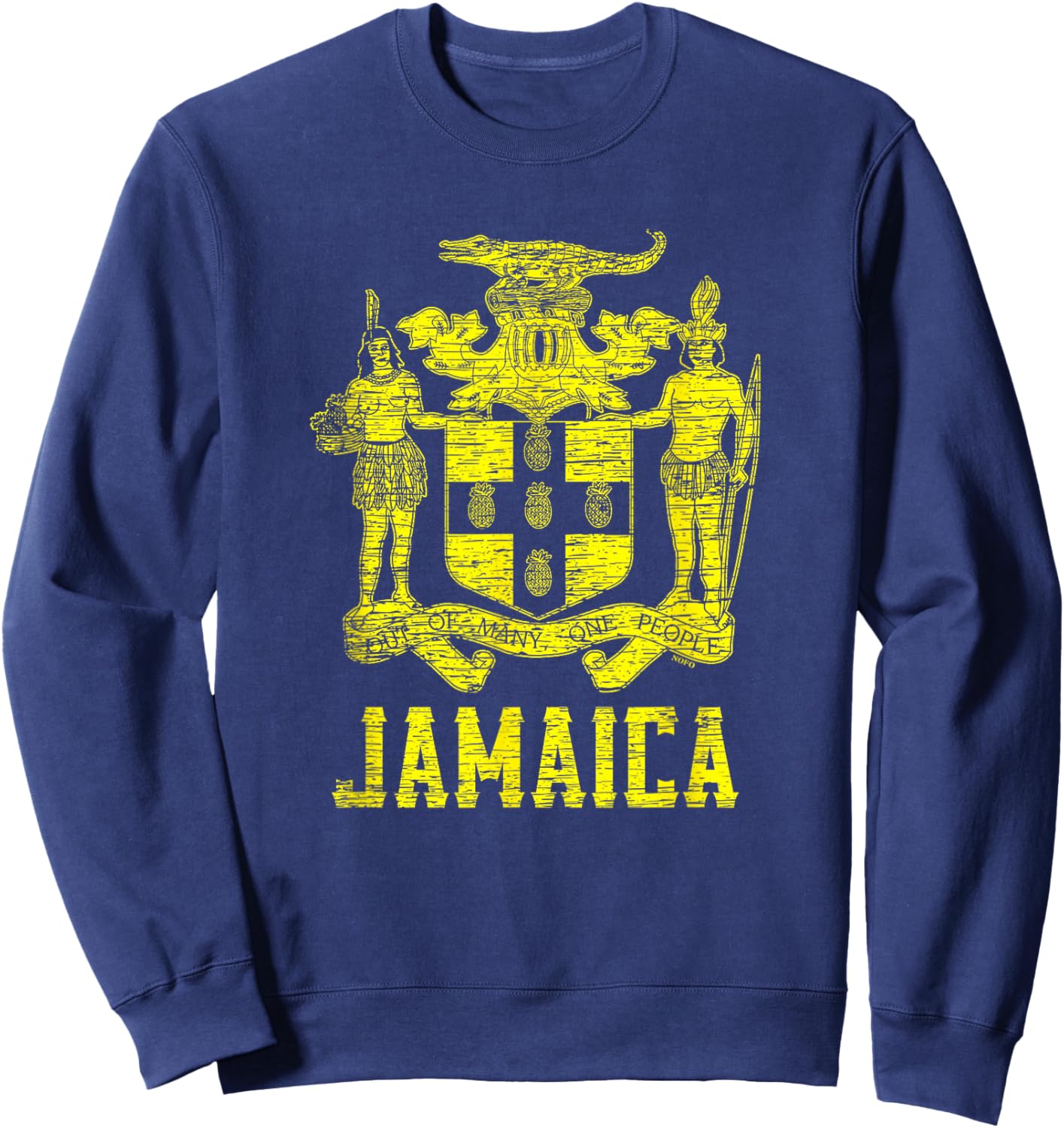 Jamaica, Coat of Arms, Out of Many, One People Sweatshirt - Sweatshirt | Navy