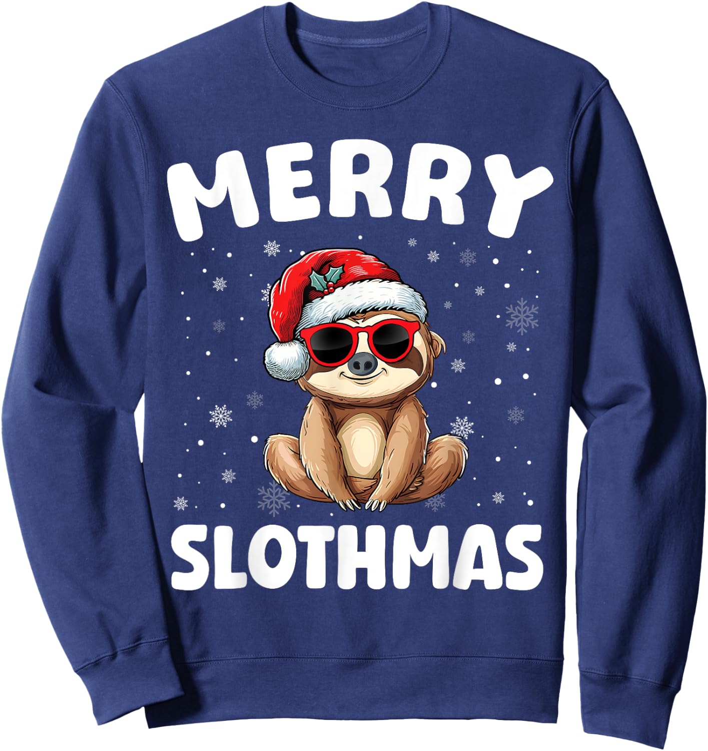 Merry Christmas Sloth Merry Slothmas Funny Boy Girl Kids Sweatshirt - Sweatshirt | Navy