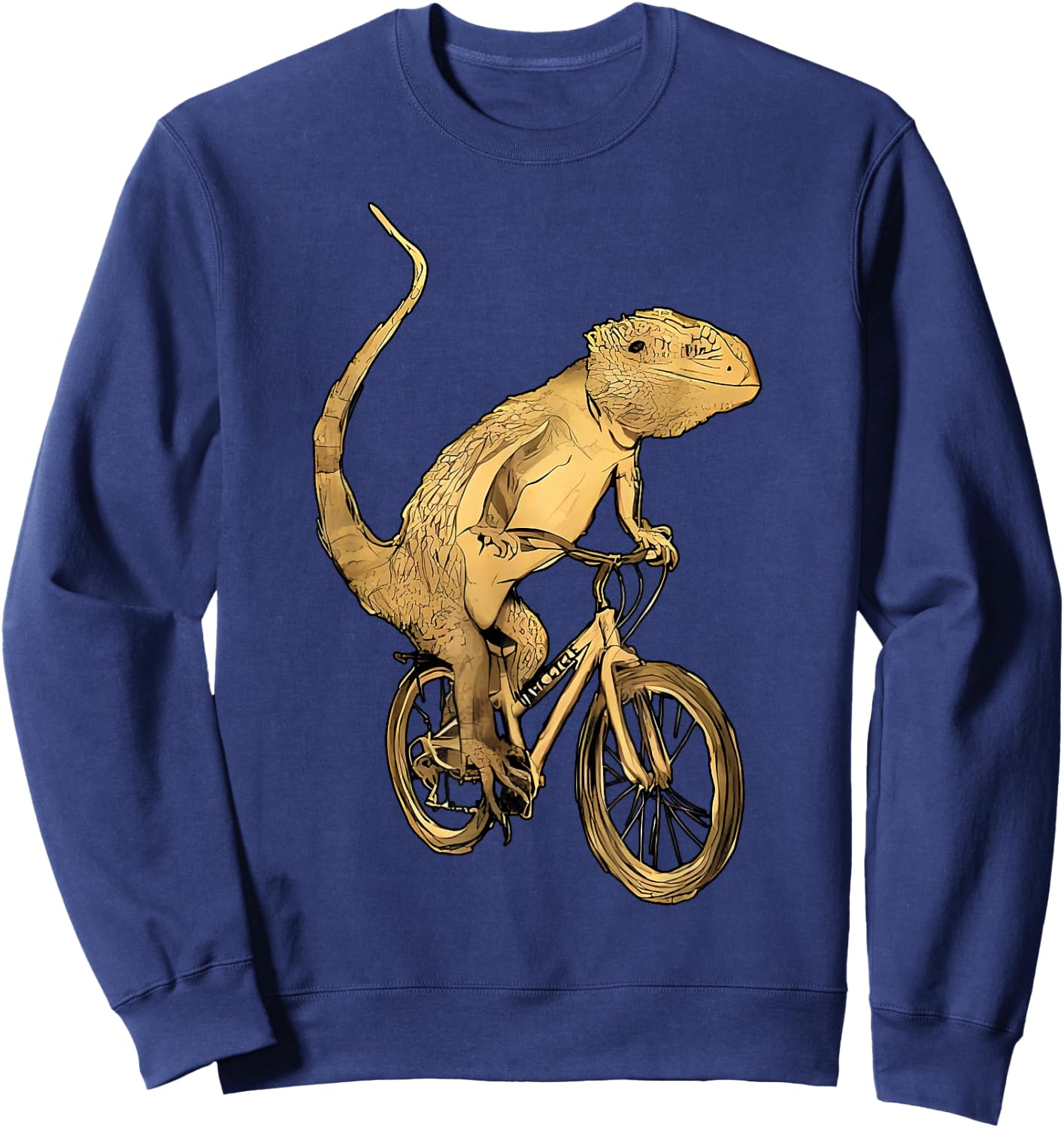 Bearded Dragon Lizard Gecko Pet Reptile On A Bicycle Sweatshirt - Sweatshirt | Navy