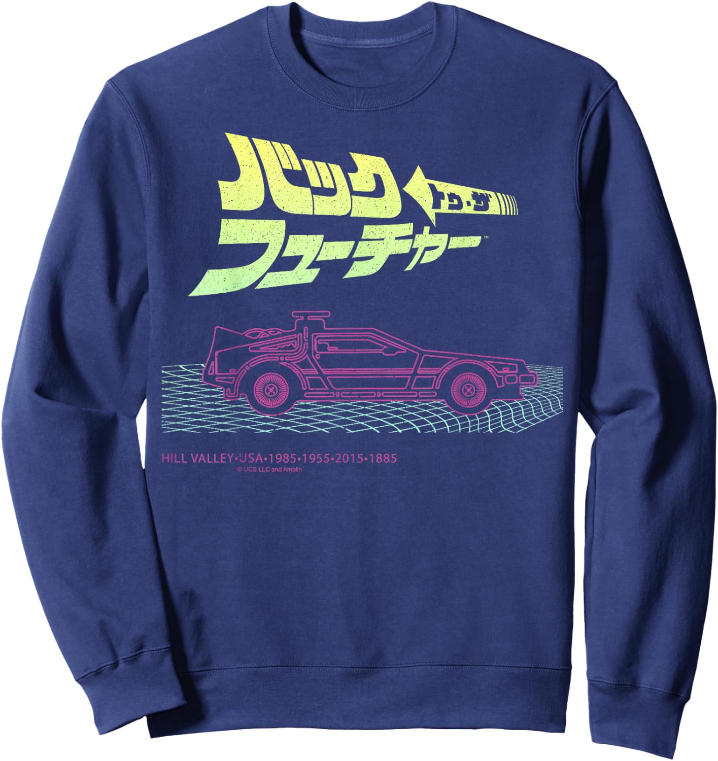 Back To The Future 35th Kanji DeLorean Grid Sweatshirt - Sweatshirt | Navy