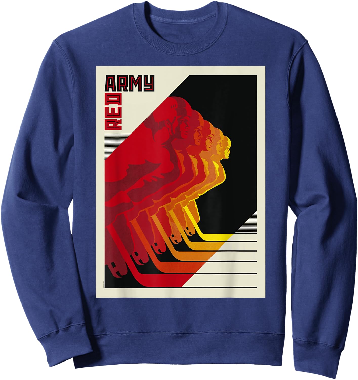 SOVI8 Vintage Propaganda Red Army Hockey Team Film Poster Sweatshirt - Sweatshirt | Navy