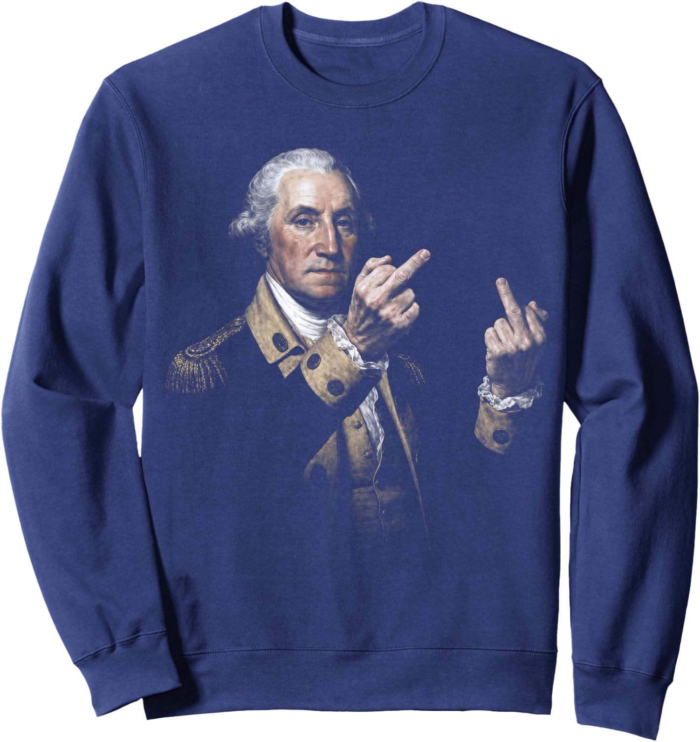 Funny George Washington Middle Finger Sweatshirt - Sweatshirt | Navy