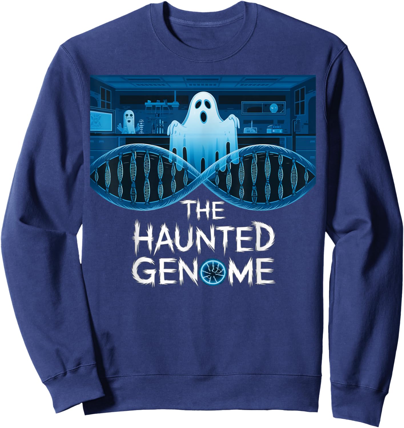 The haunted genome, halloween edition, biology halloween Sweatshirt - Sweatshirt | Navy