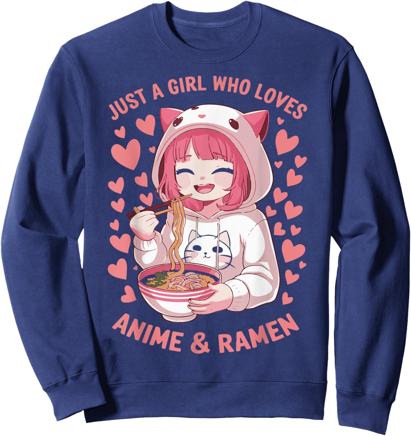 Just A Girl Who Loves Anime Ramen Japonais Aliments japonais Sweatshirt - Sweatshirt | Navy