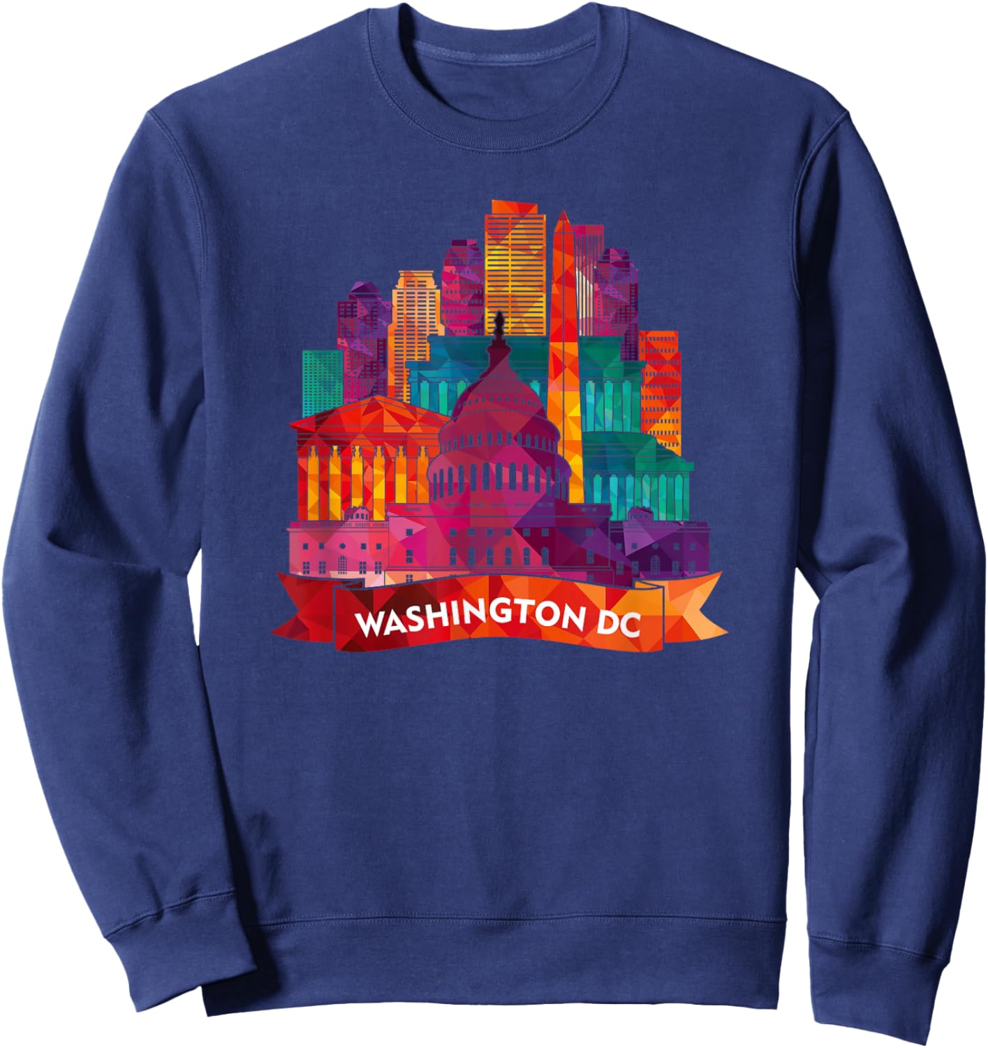 Washington DC USA Capital Landmarks Art Souvenir Sweatshirt - Sweatshirt | Navy