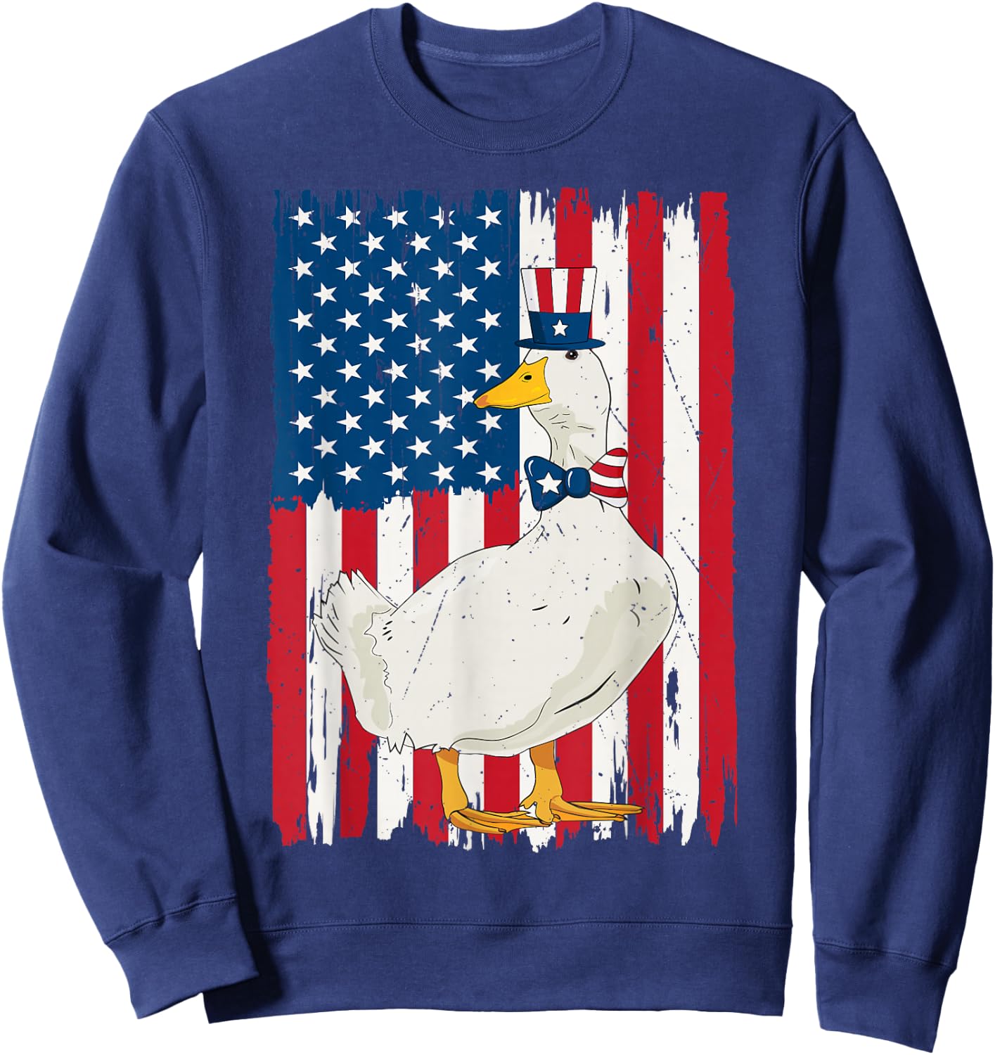4th Of July Duck And American US Flag Patriotic Duck Lover Sweatshirt - Sweatshirt | Navy