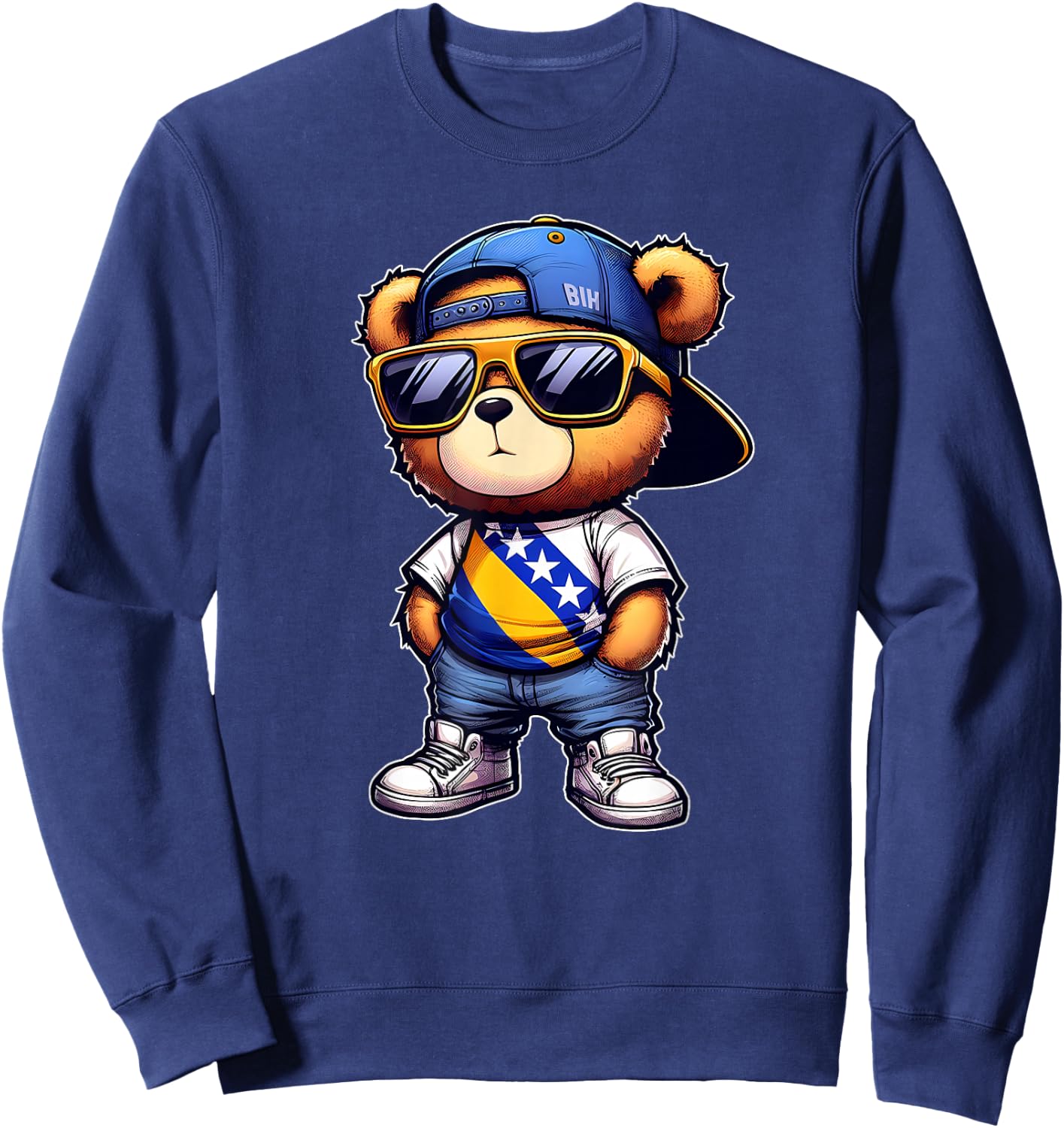 Balkan- und bosnische Geschenke Niedlicher Teddybär mit bosnischer Flagge Bosniens Sweatshirt - Sweatshirt | Navy