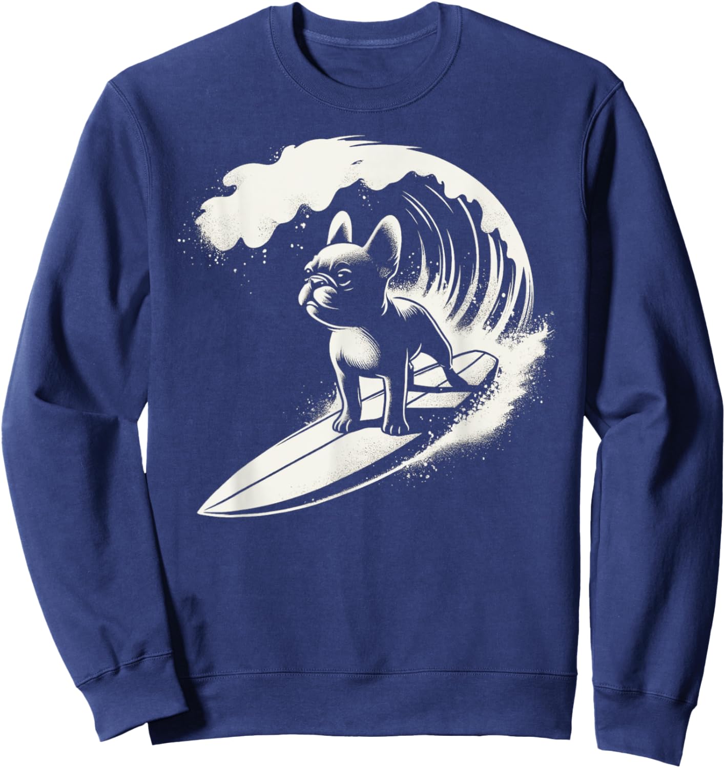 French Bulldog Surfing Ocean Wave Men Women Girls Kids Sweatshirt - Sweatshirt | Navy
