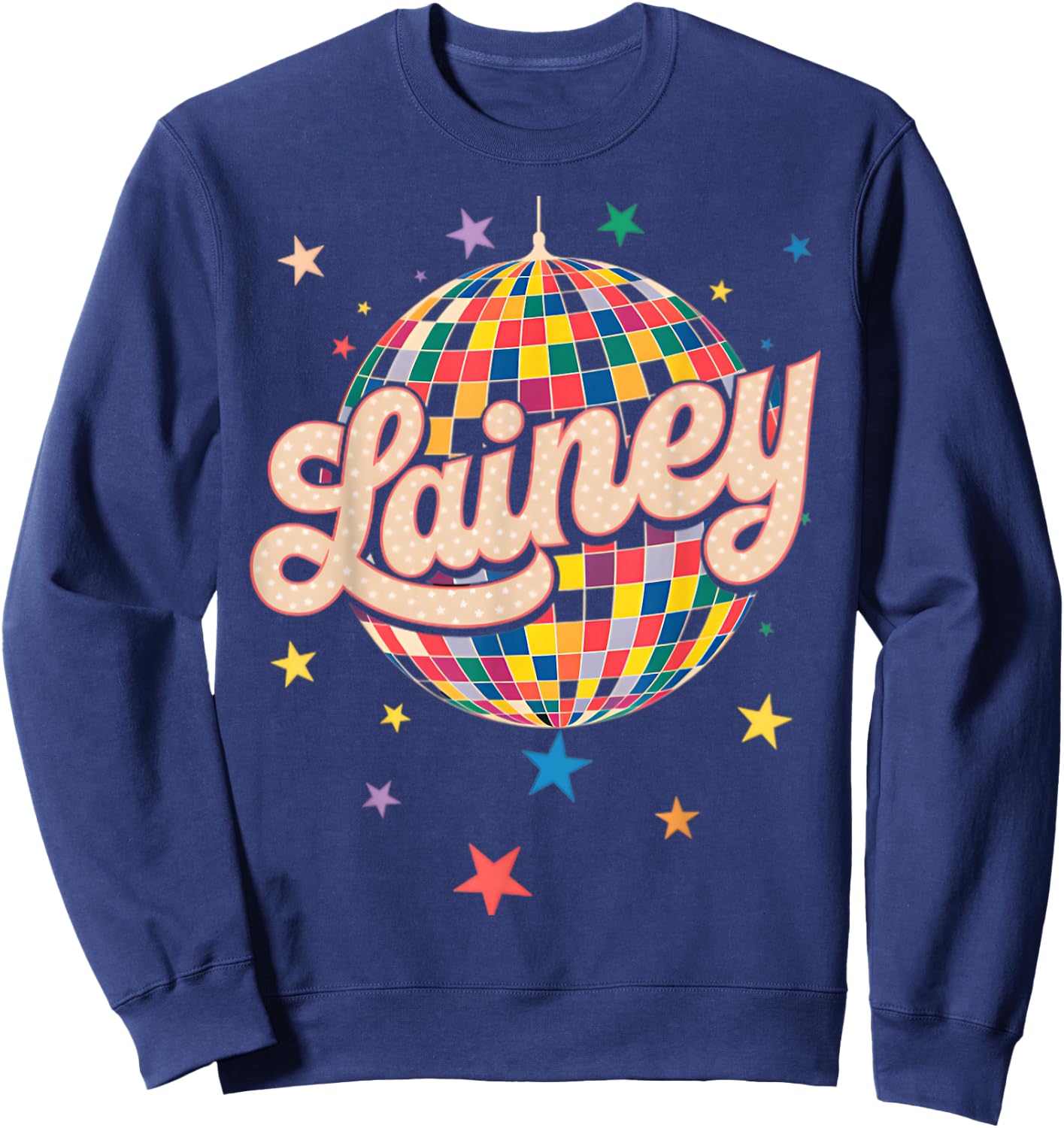 Girl Retro Lainey First Name Personalized Heart Sweatshirt - Sweatshirt | Navy
