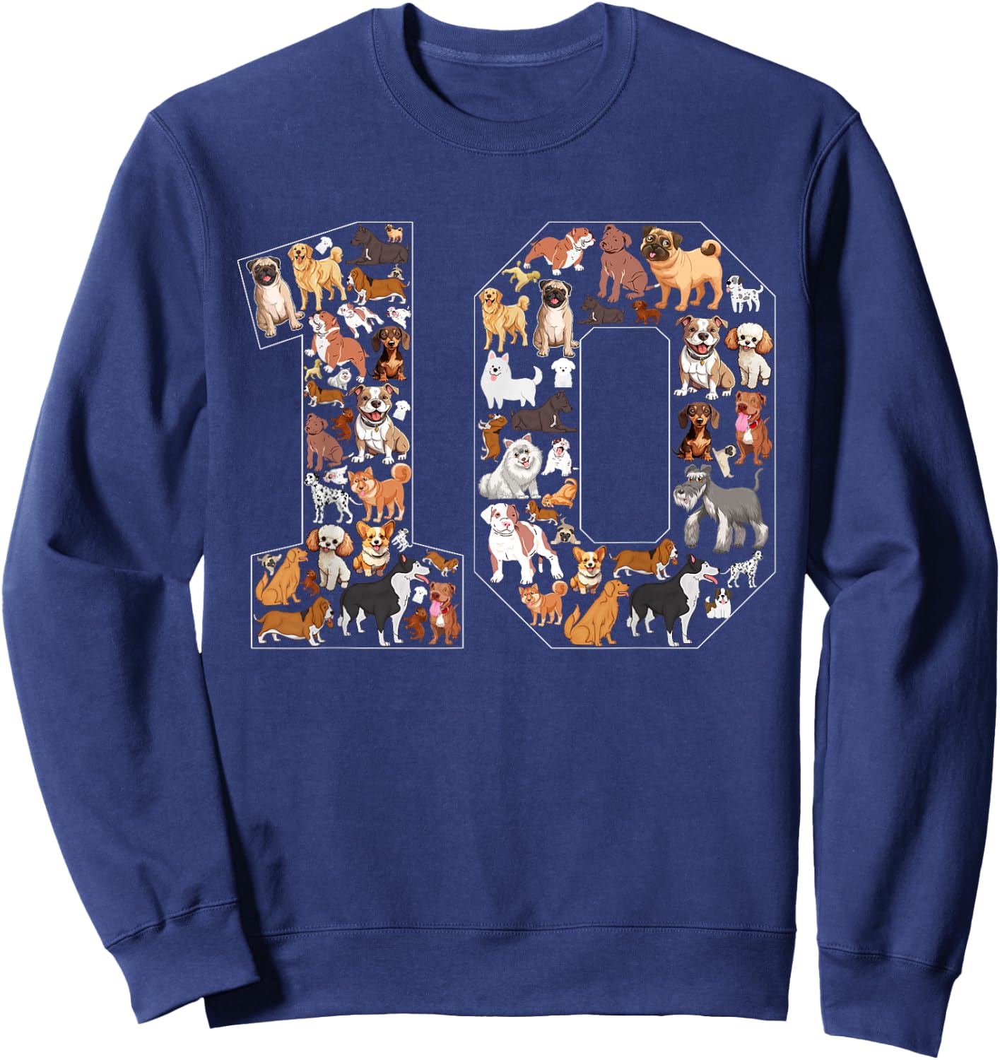 10th Birthday Dog Lovers 10 Year Old Boys Girls Party Sweatshirt - Sweatshirt | Navy