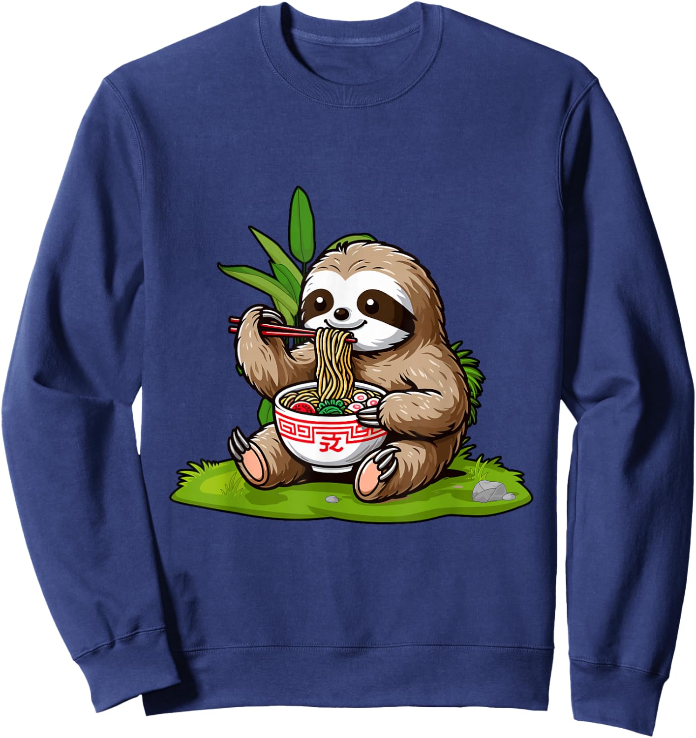 Sloth Eating Ramen Noodles Eater Ramen Food Lovers Sweatshirt - Sweatshirt | Navy