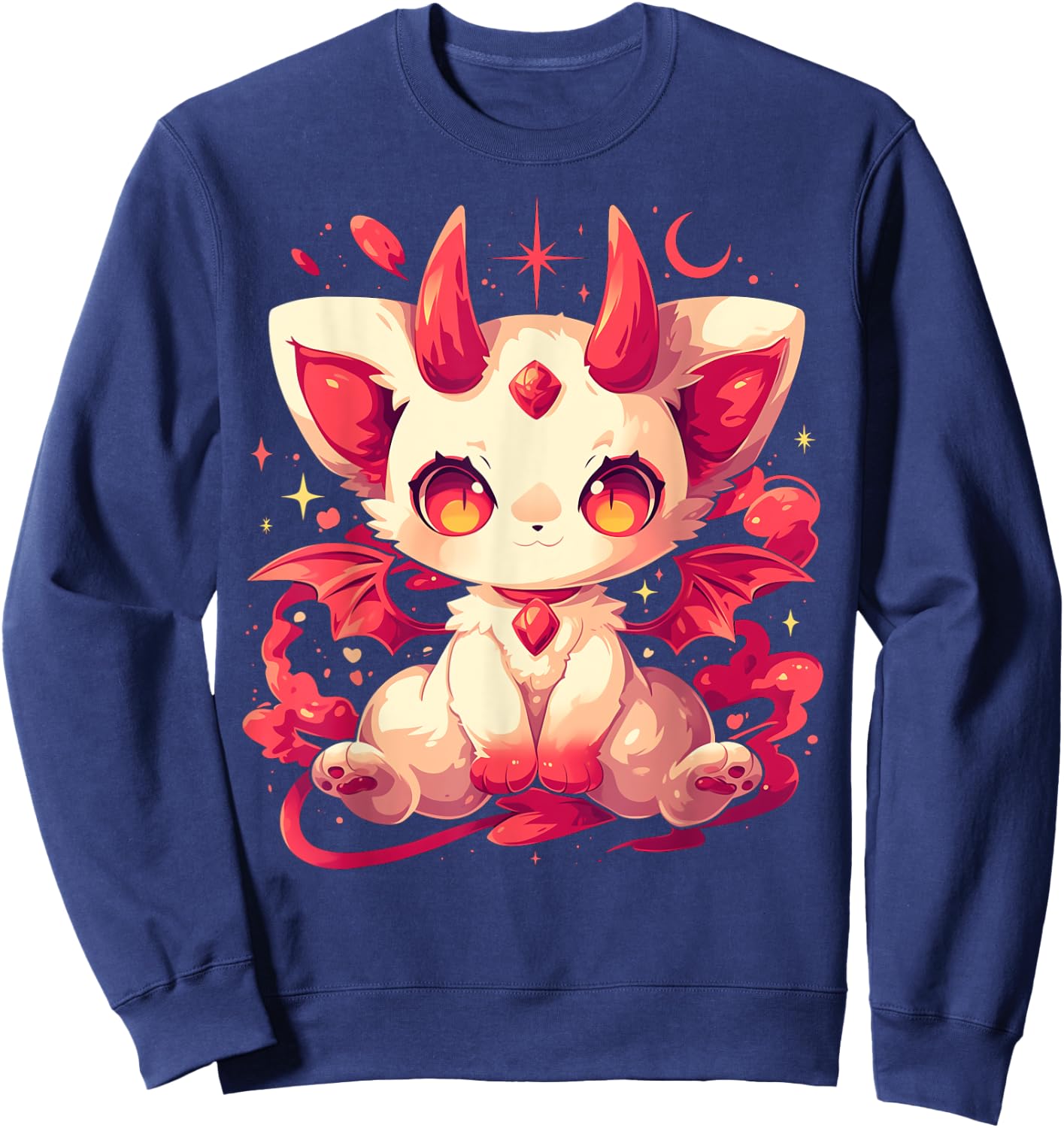 Yami Kawaii Devil Cat Creepy Cute Pastel Goth Japanese Sweatshirt - Sweatshirt | Navy