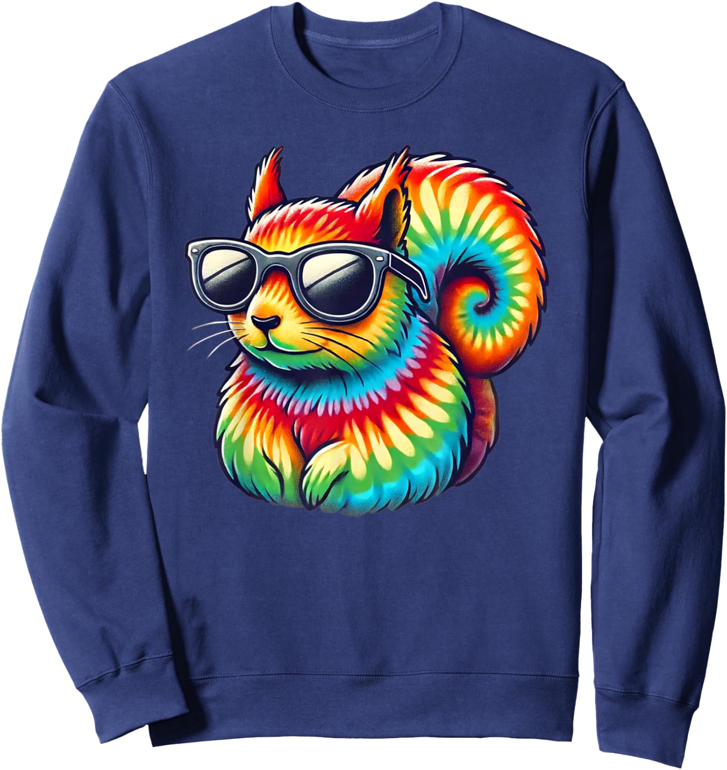 Tie Dye Art Sunglasses Squirrel Squirrels Sweatshirt - Sweatshirt | Navy