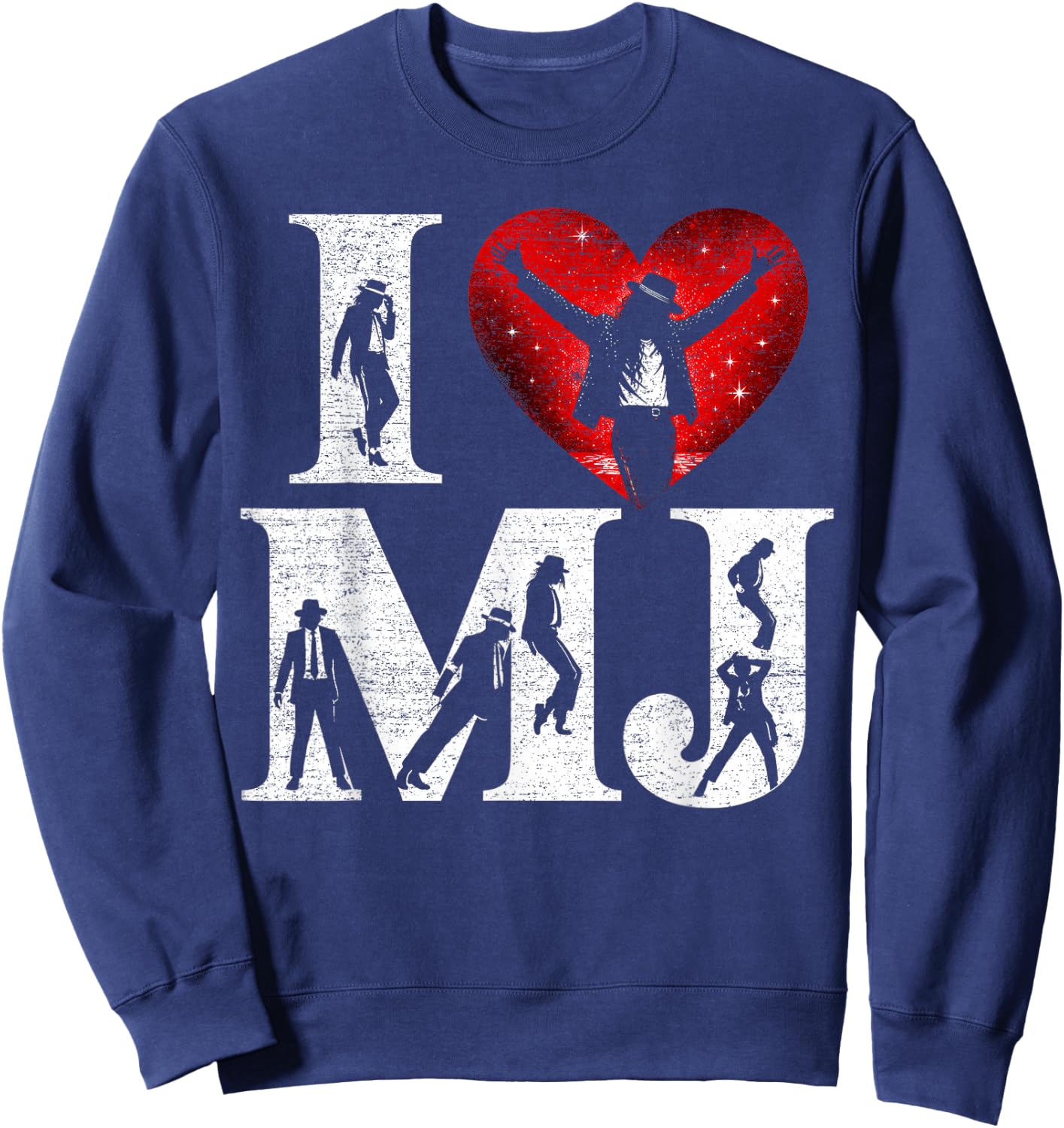 Retro I Love MJ Shirt, I Heart MJ Sweatshirt - Sweatshirt | Navy
