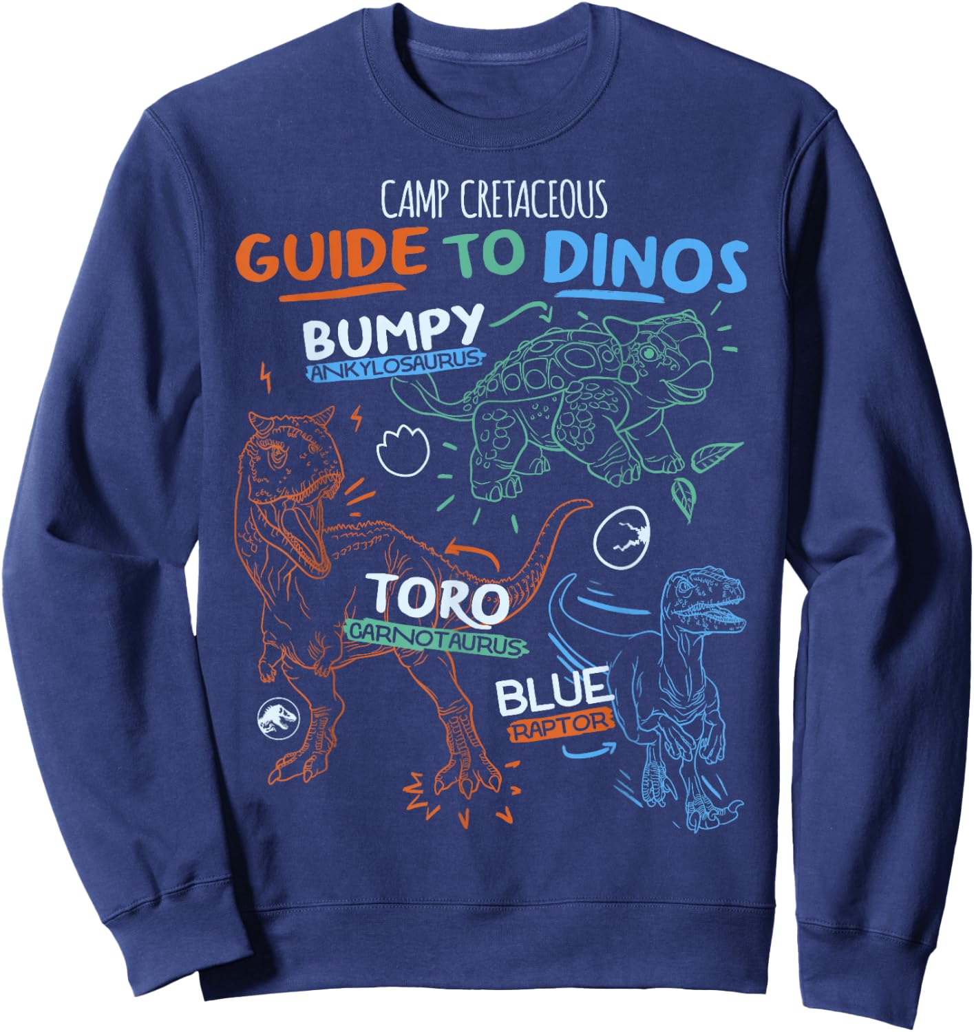 Jurassic World: Camp Cretaceous Guide to Dinos Line Art Sweatshirt - Sweatshirt | Navy