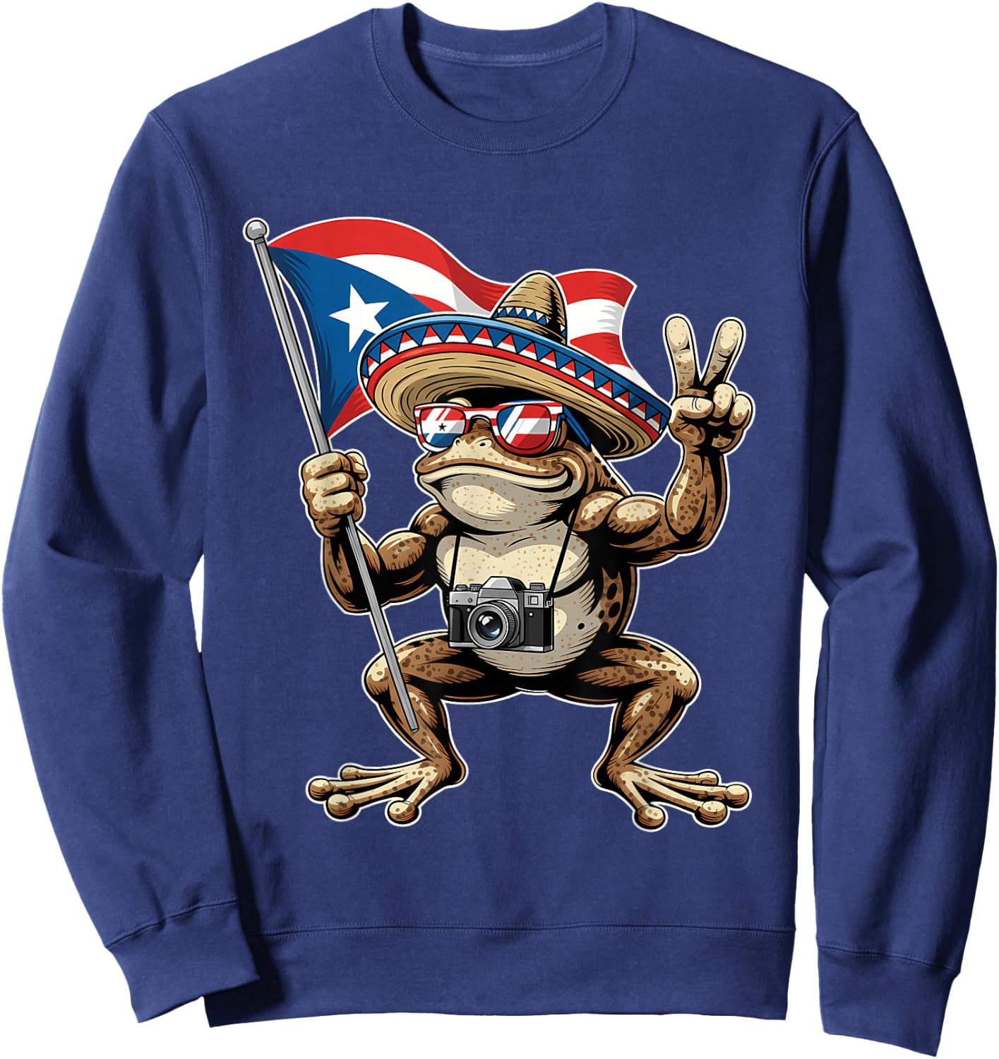 Coqui Frog Puerto Rico Taino Puerto Rican Flag Boricua Sweatshirt - Sweatshirt | Navy